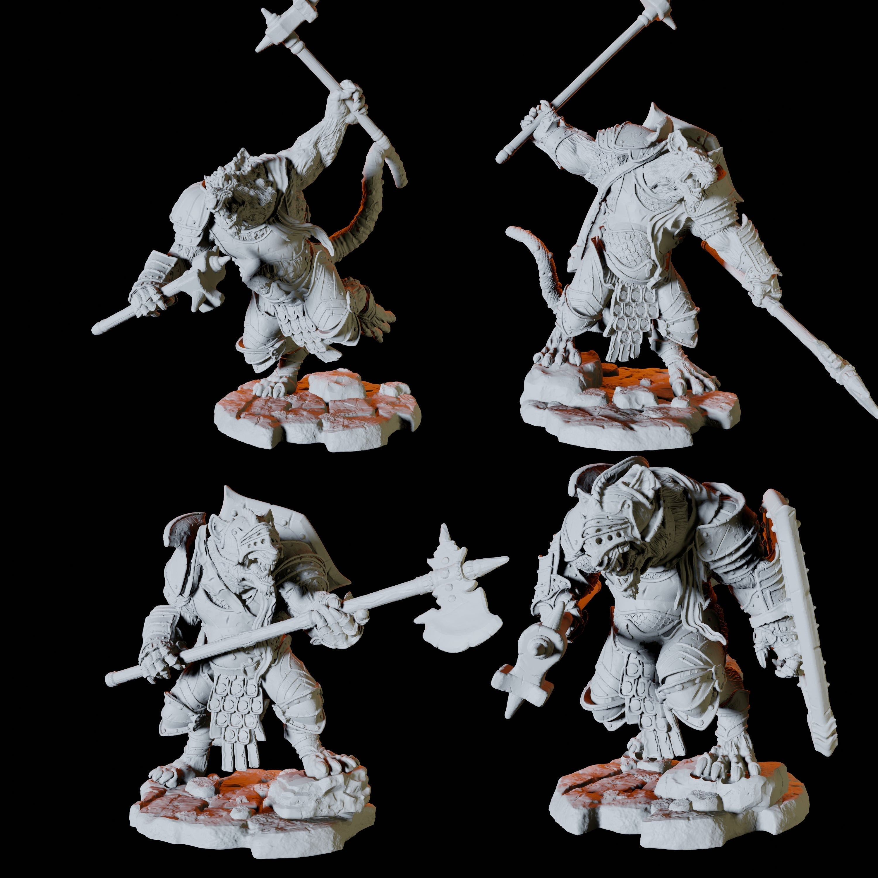 Four Ratfolk Soldiers Miniature for Dungeons and Dragons, Pathfinder or other TTRPGs
