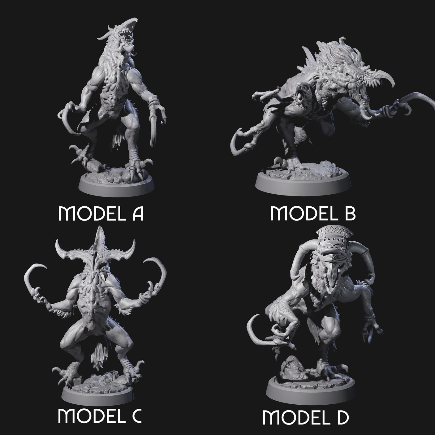 Four Ravaged Axe Beak Beasts Miniature for Dungeons and Dragons, Pathfinder or other TTRPGs
