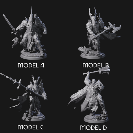 Four Risen Death Knights Miniature for Dungeons and Dragons, Pathfinder or other TTRPGs