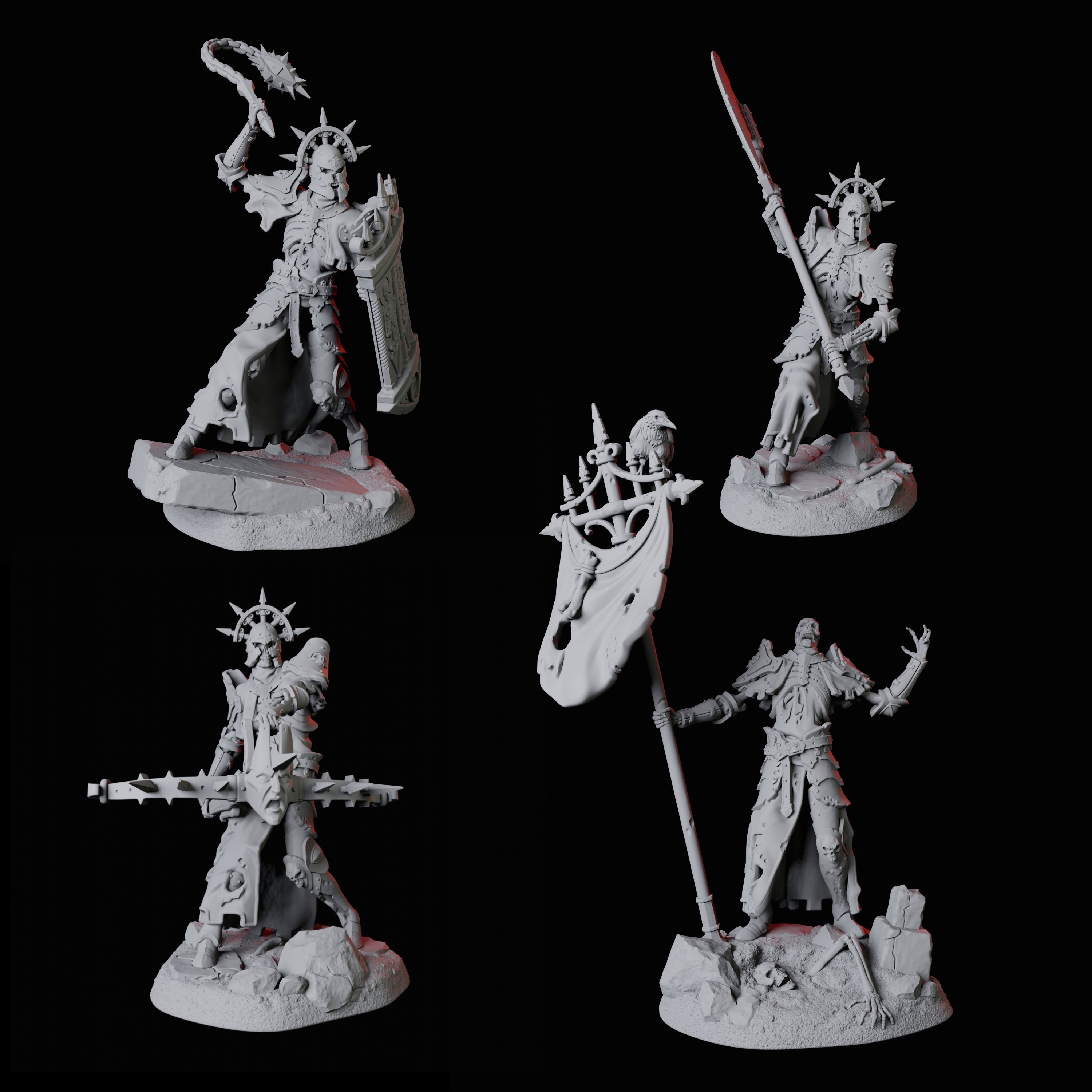 Four Roaming Undead Warriors Miniature for Dungeons and Dragons, Pathfinder or other TTRPGs