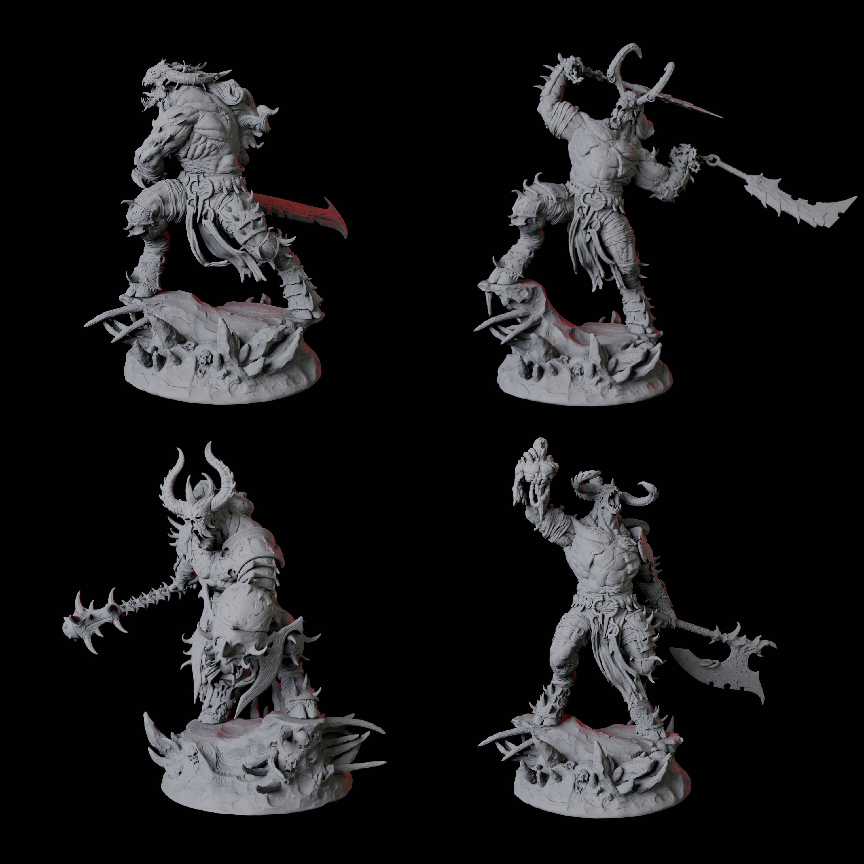 Four Savage Roru Demons Miniature for Dungeons and Dragons, Pathfinder or other TTRPGs