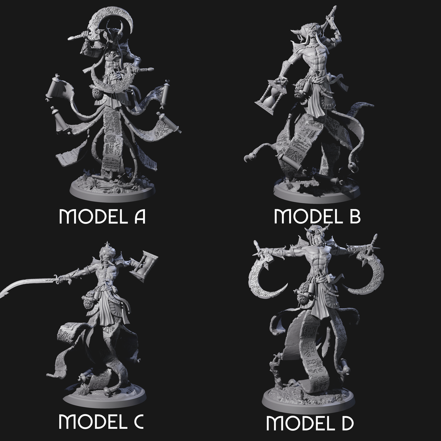 Four Scheming Contract Devils Miniature for Dungeons and Dragons, Pathfinder or other TTRPGs