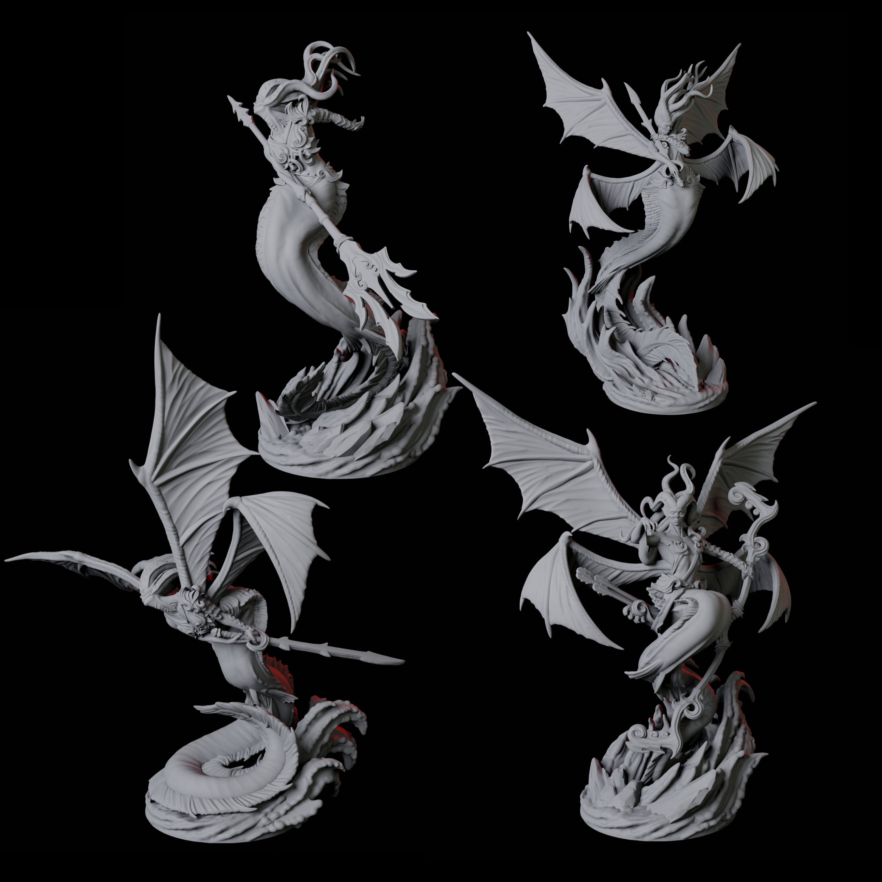 Four Screeching Harpies Miniature for Dungeons and Dragons, Pathfinder or other TTRPGs