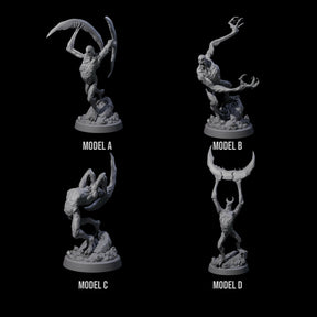 Four Scythe Wielding Velstracs Miniature for Dungeons and Dragons, Pathfinder or other TTRPGs