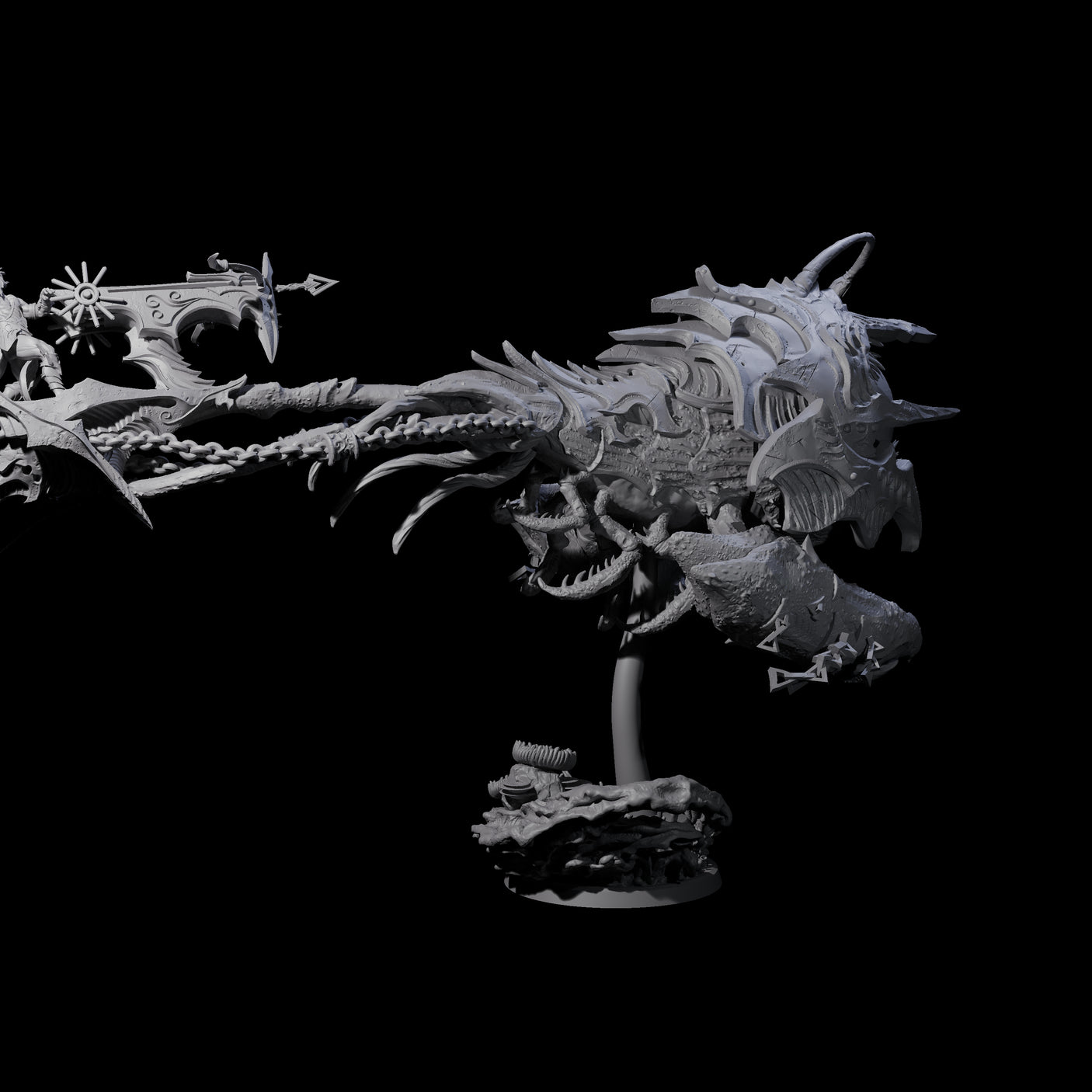 Four Sea Elves Piloting an Abyssal Lanternfish Miniature for Dungeons and Dragons, Pathfinder or other TTRPGs