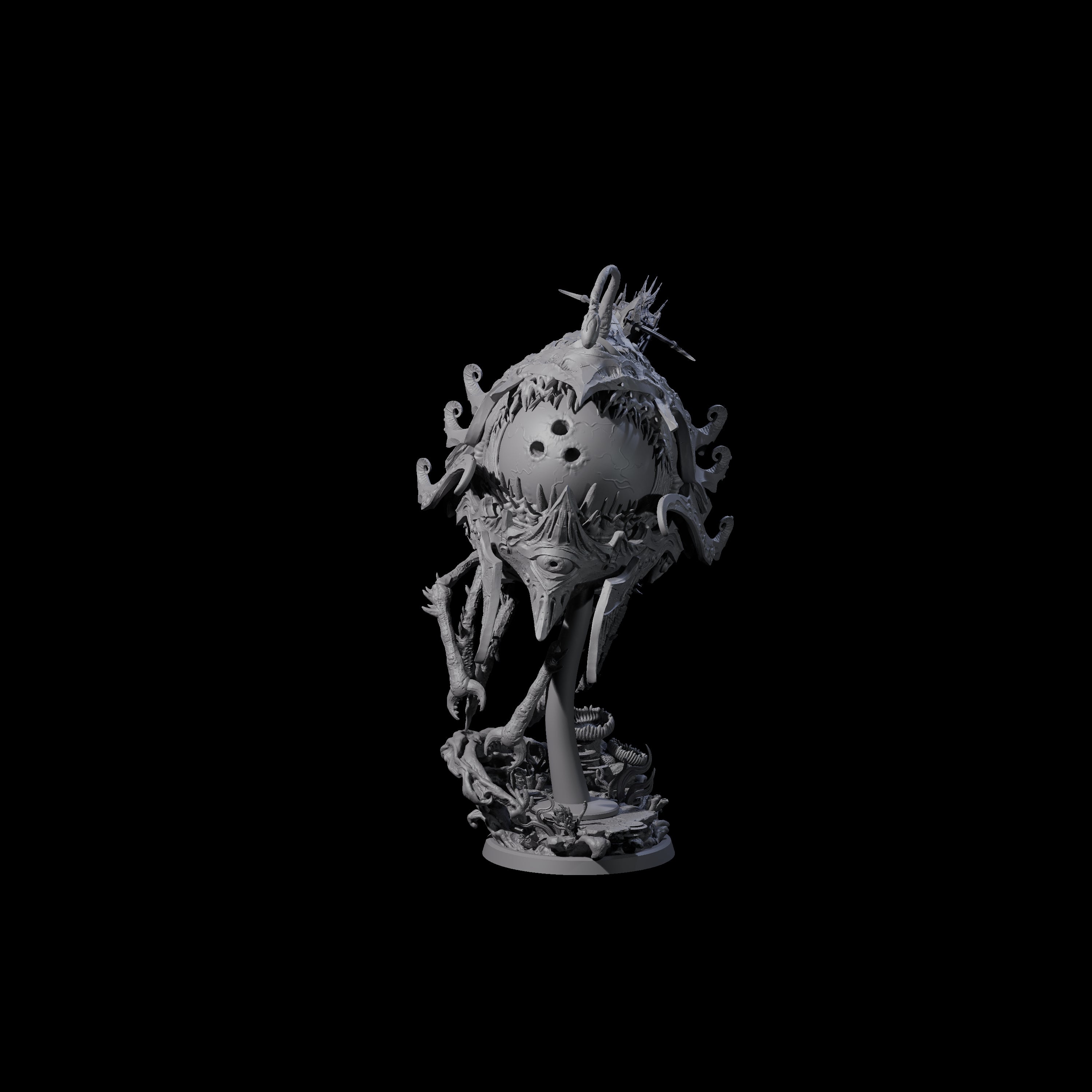 Four Sea Elves Piloting an Abyssal Lanternfish Miniature for Dungeons and Dragons, Pathfinder or other TTRPGs