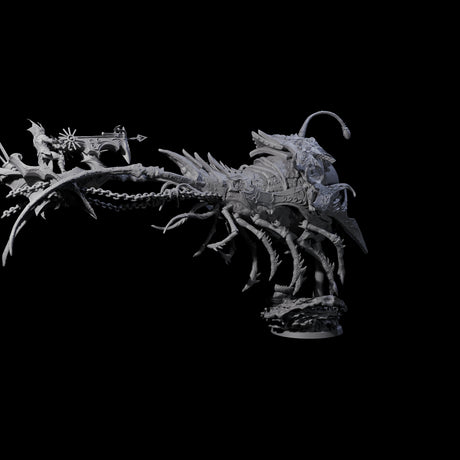 Four Sea Elves Piloting an Abyssal Lanternfish Miniature for Dungeons and Dragons, Pathfinder or other TTRPGs