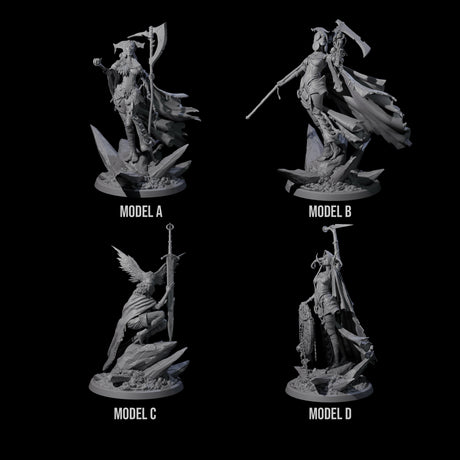 Four Serene Priestesses Of Death Miniature for Dungeons and Dragons, Pathfinder or other TTRPGs