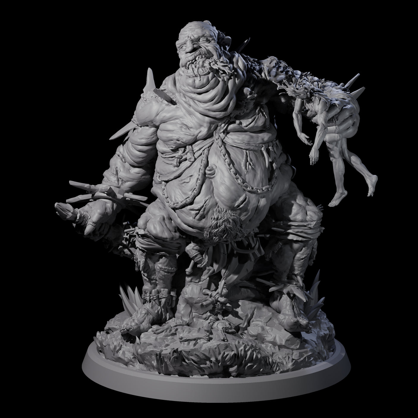 Four Sewn Together Ogre Bashers Miniature for Dungeons and Dragons, Pathfinder or other TTRPGs