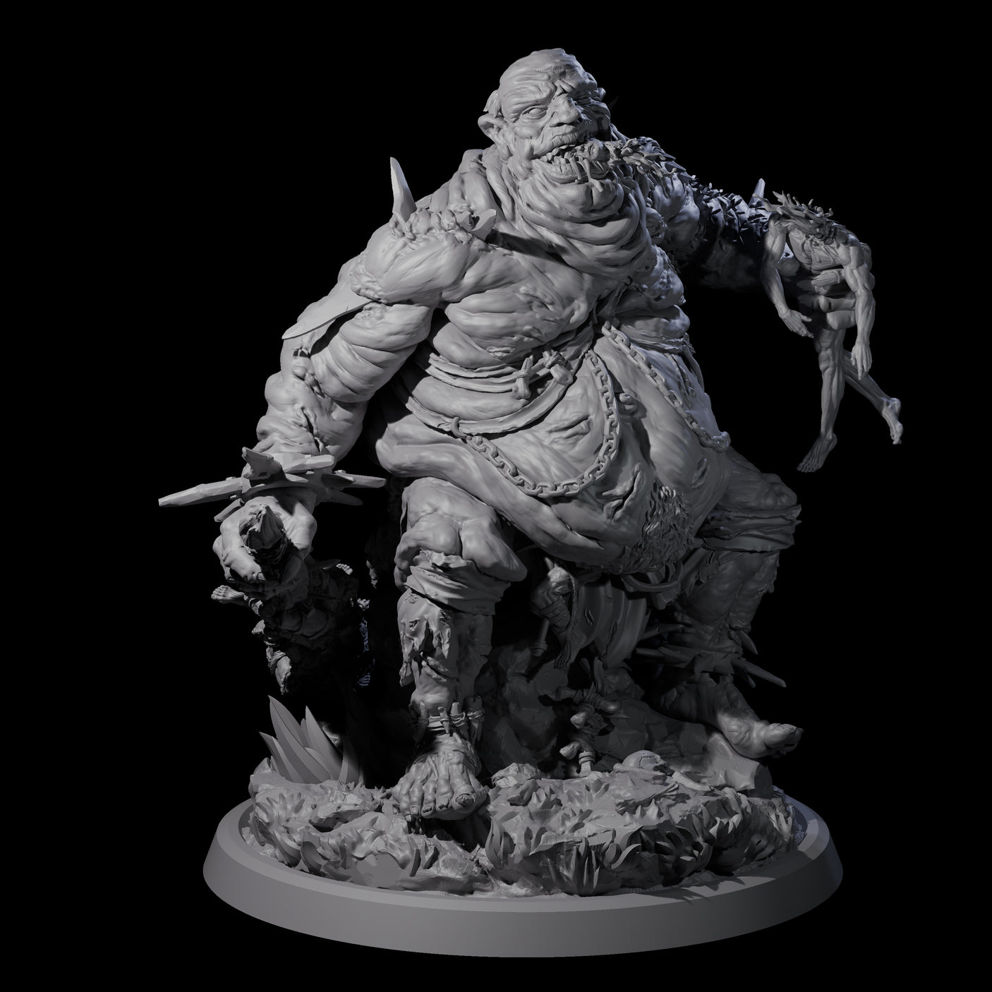 Four Sewn Together Ogre Bashers Miniature for Dungeons and Dragons, Pathfinder or other TTRPGs