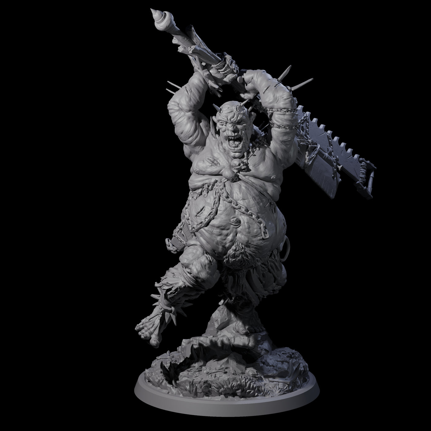 Four Sewn Together Ogre Bashers Miniature for Dungeons and Dragons, Pathfinder or other TTRPGs