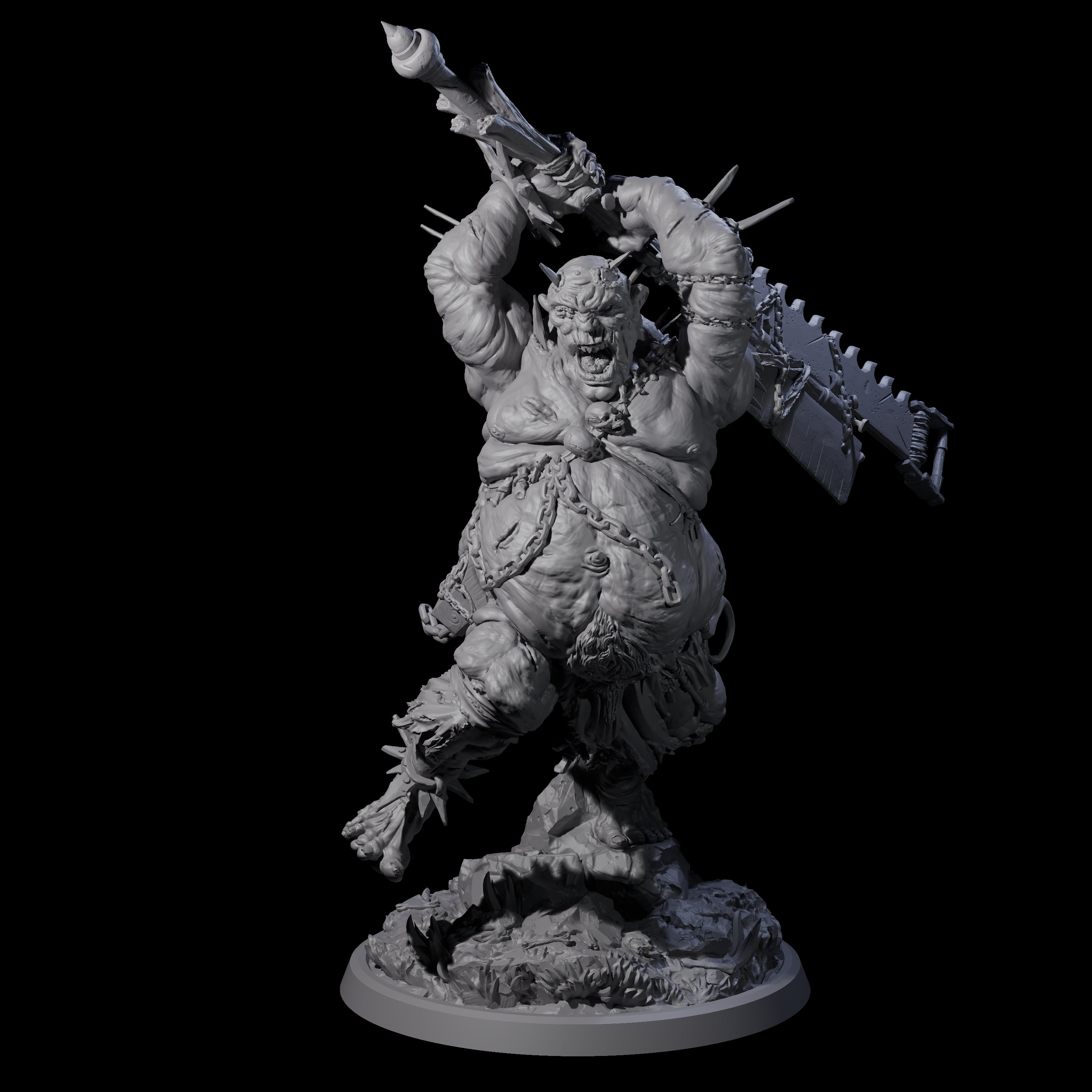 Four Sewn Together Ogre Bashers Miniature for Dungeons and Dragons, Pathfinder or other TTRPGs