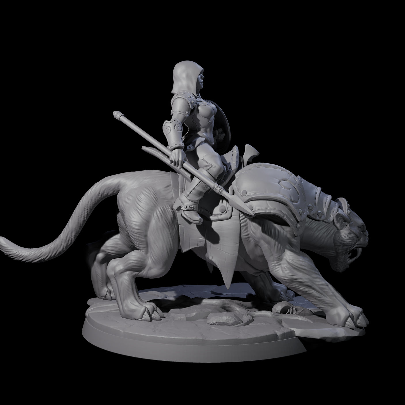 Four Shadowy Assassin Sisters riding Panthers Miniature for Dungeons and Dragons, Pathfinder or other TTRPGs