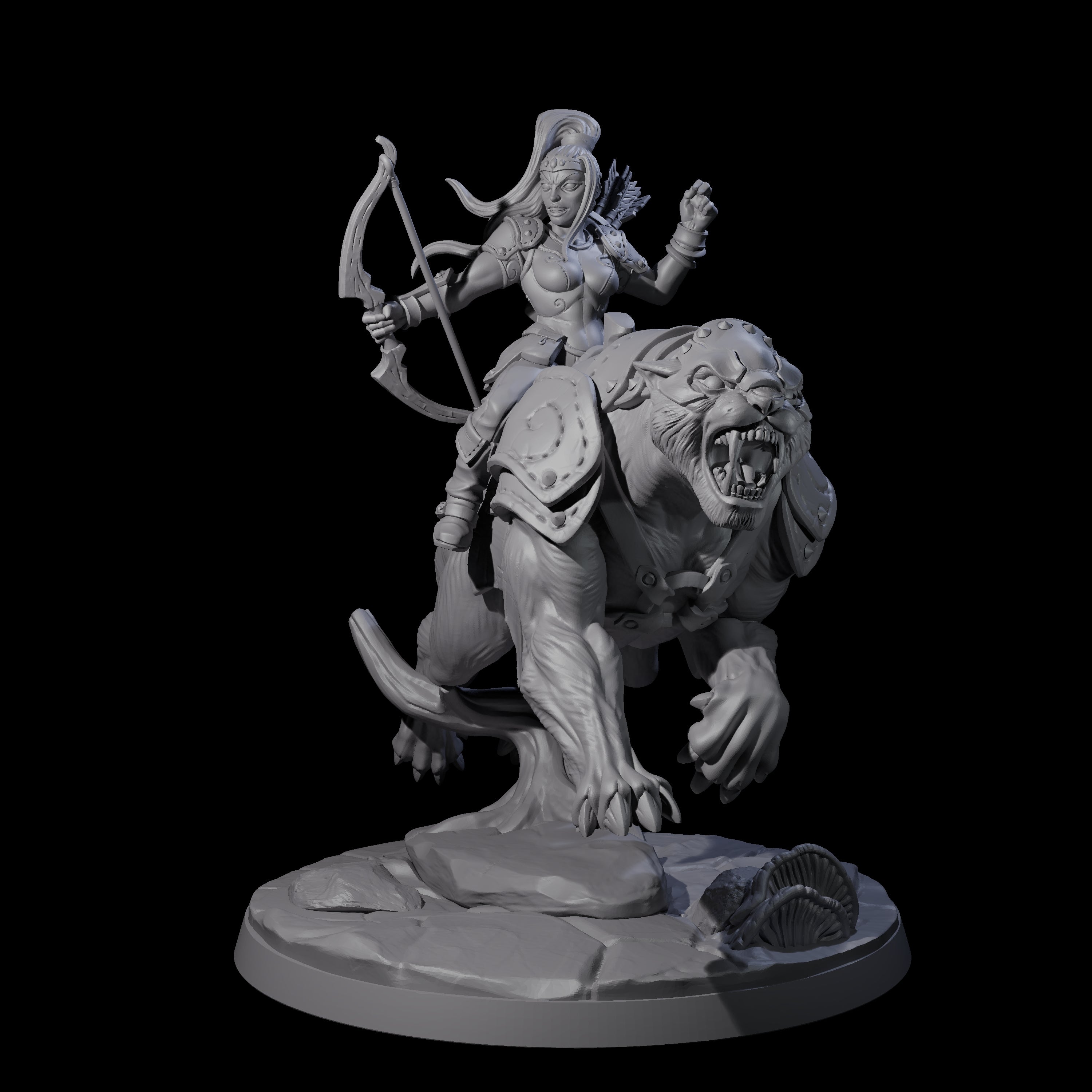 Four Shadowy Assassin Sisters riding Panthers