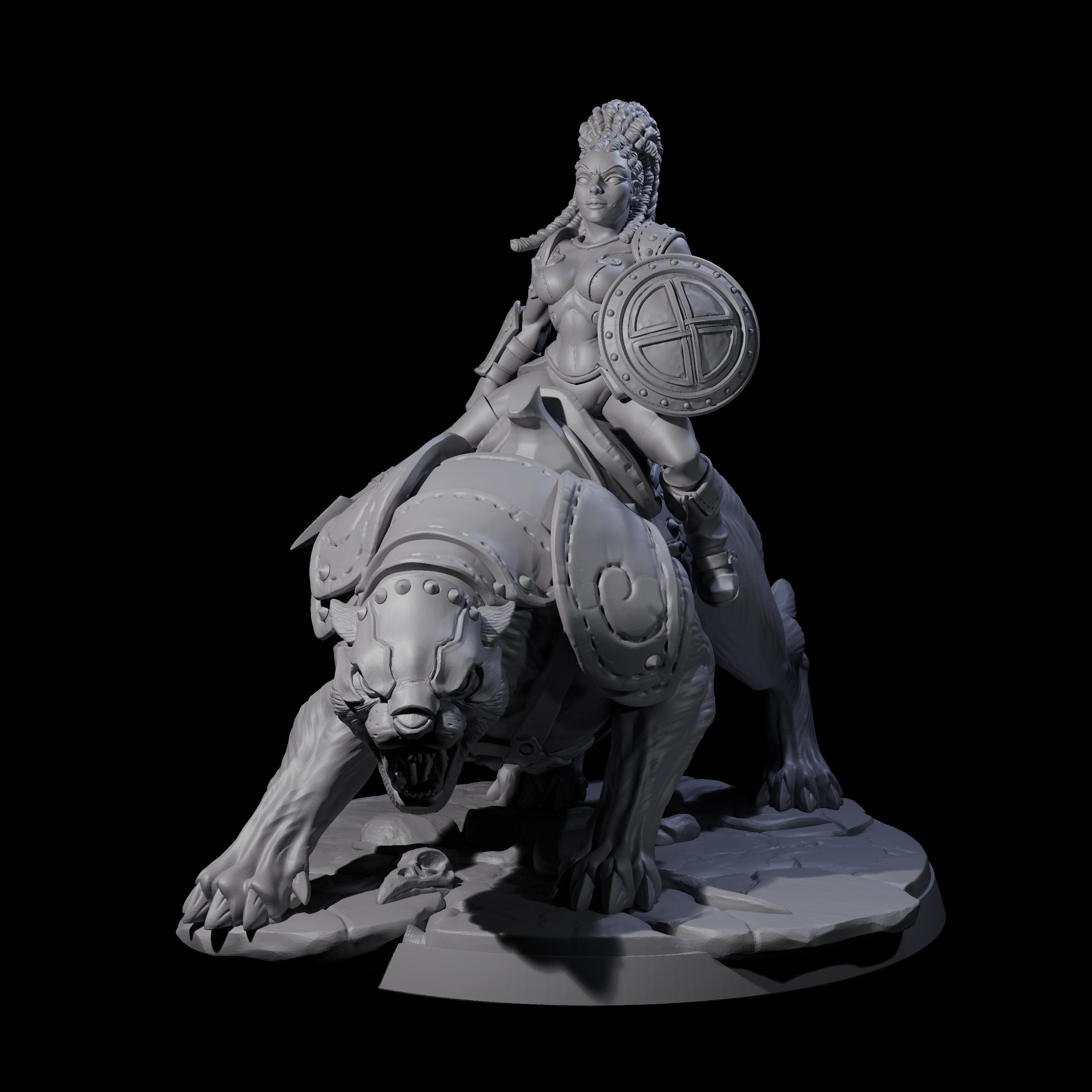 Four Shadowy Assassin Sisters riding Panthers