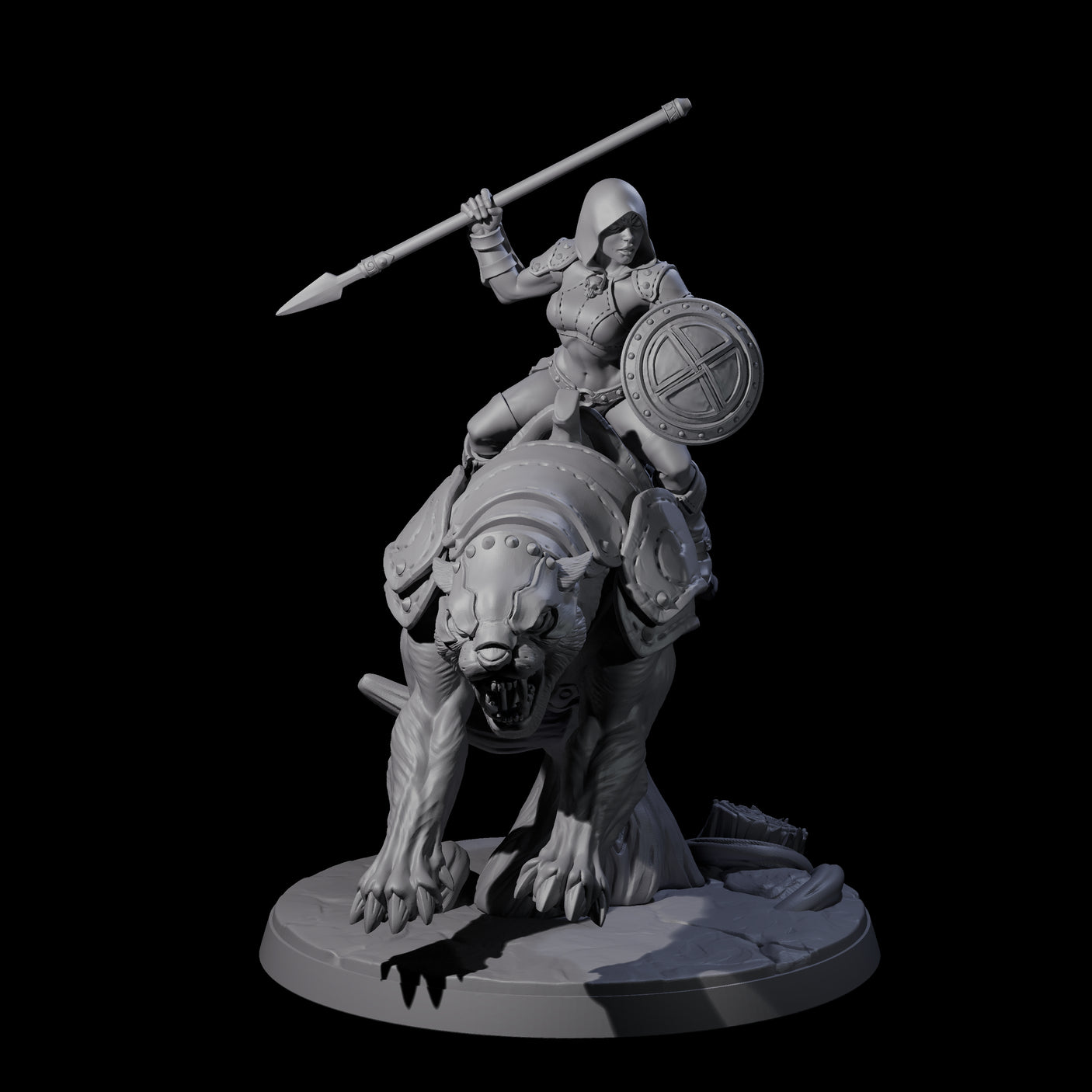 Four Shadowy Assassin Sisters riding Panthers Miniature for Dungeons and Dragons, Pathfinder or other TTRPGs