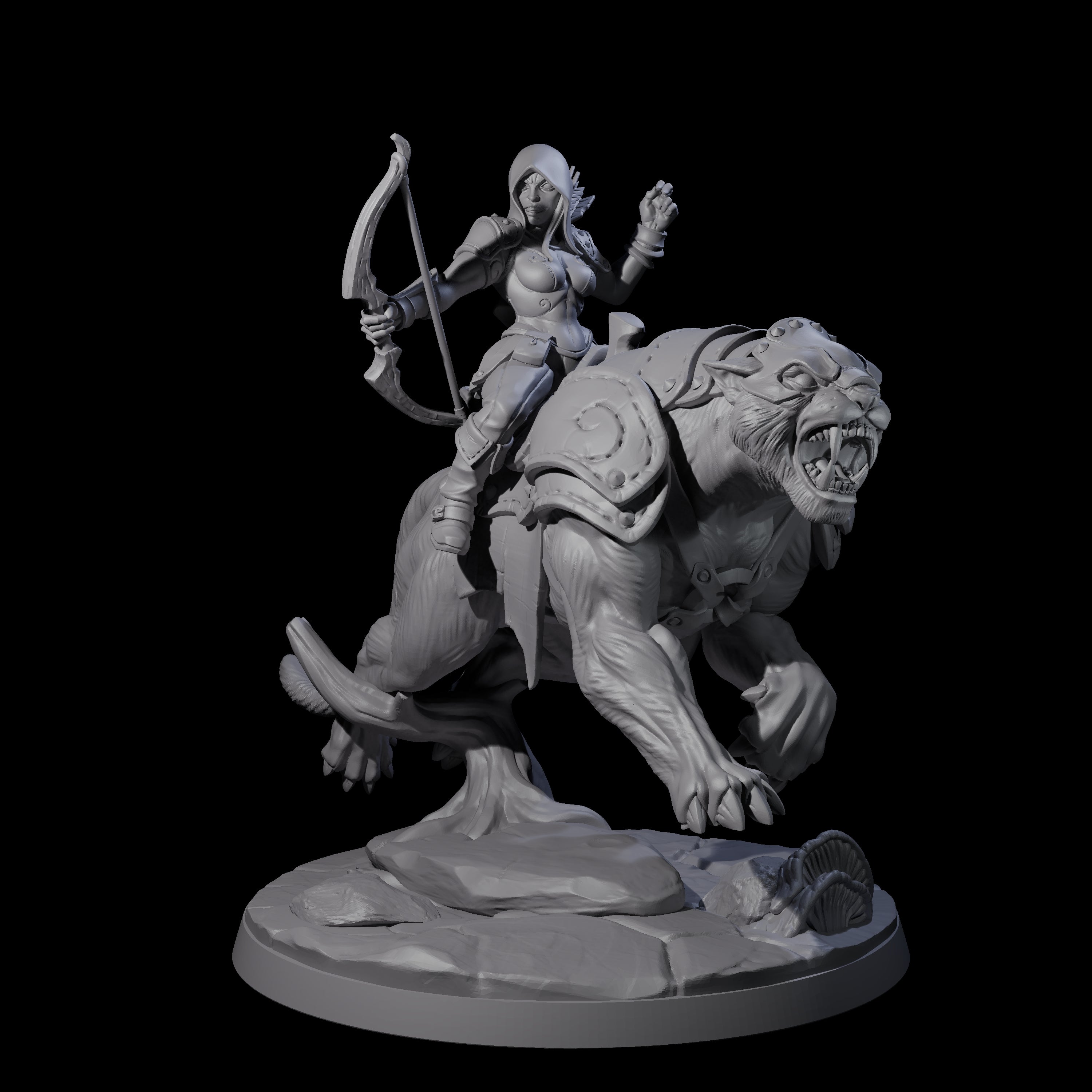 Four Shadowy Assassin Sisters riding Panthers