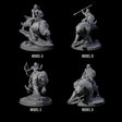 Four Shadowy Assassin Sisters riding Panthers Miniature for Dungeons and Dragons, Pathfinder or other TTRPGs
