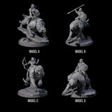 Four Shadowy Assassin Sisters riding Panthers Miniature for Dungeons and Dragons, Pathfinder or other TTRPGs