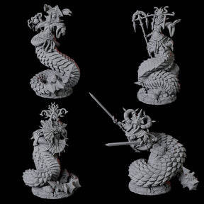 Four Shape-Shifting Yuan-Ti Abominations Miniature for Dungeons and Dragons, Pathfinder or other TTRPGs