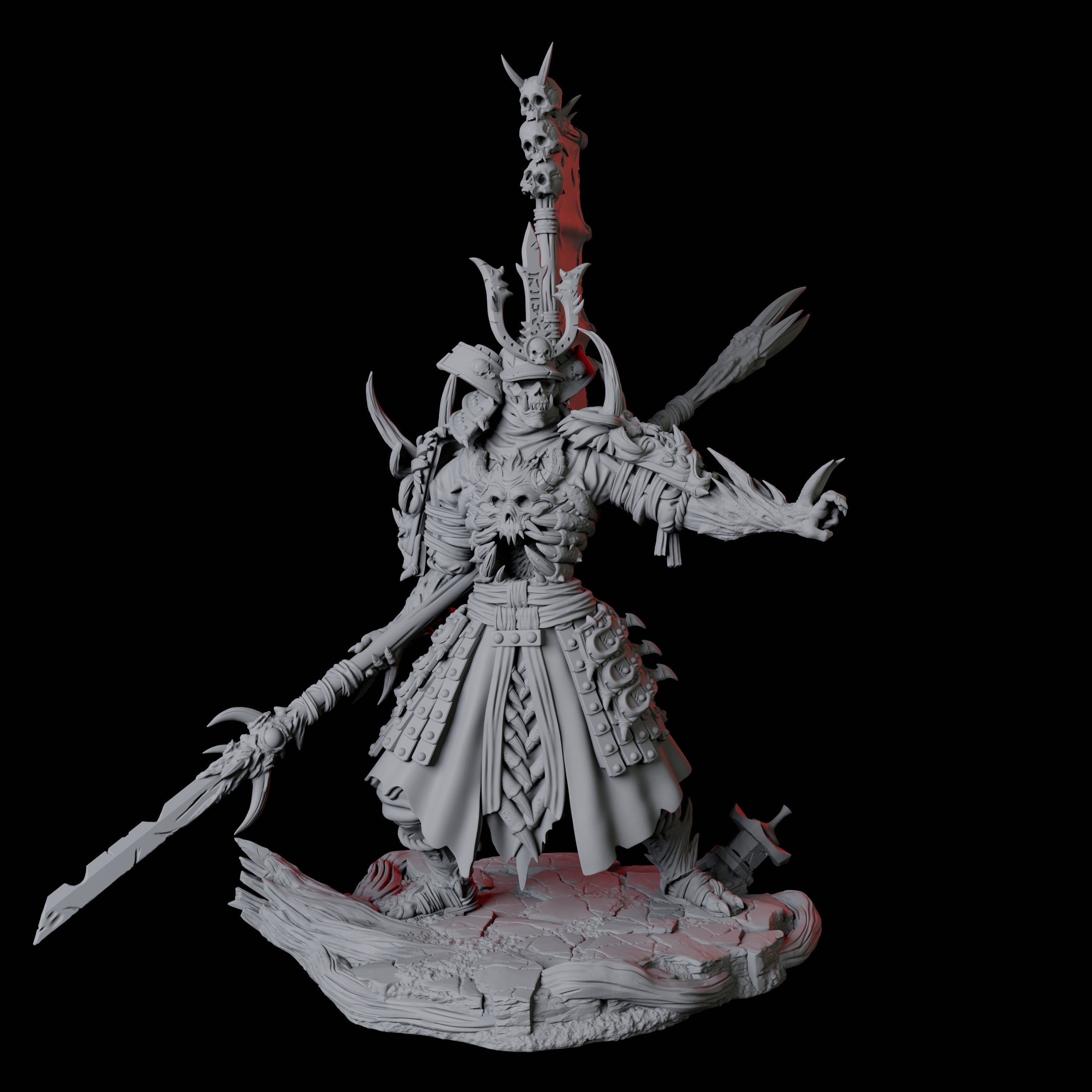 Four Skeletal Undead Samurai Miniature for Dungeons and Dragons, Pathfinder or other TTRPGs