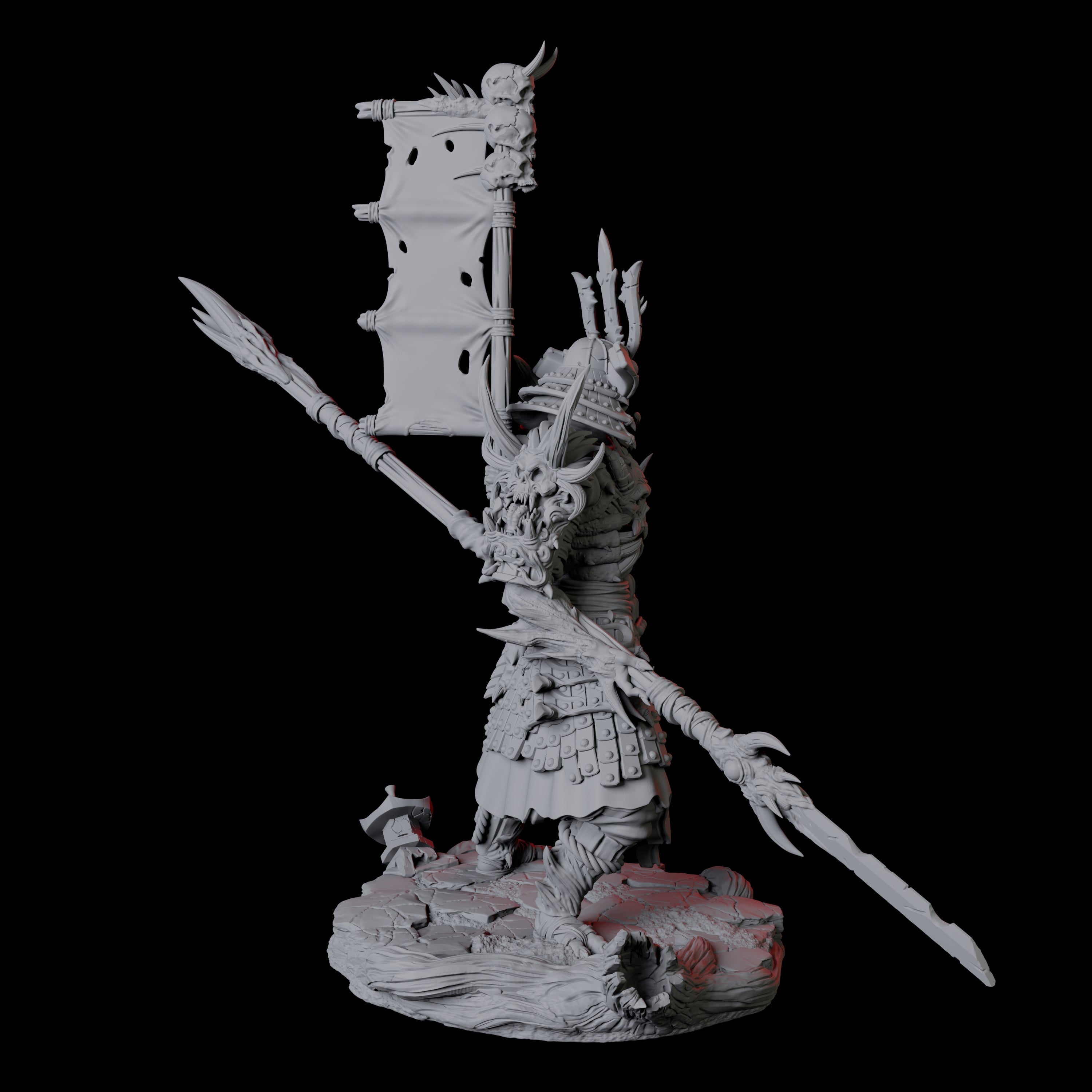 Four Skeletal Undead Samurai Miniature for Dungeons and Dragons, Pathfinder or other TTRPGs