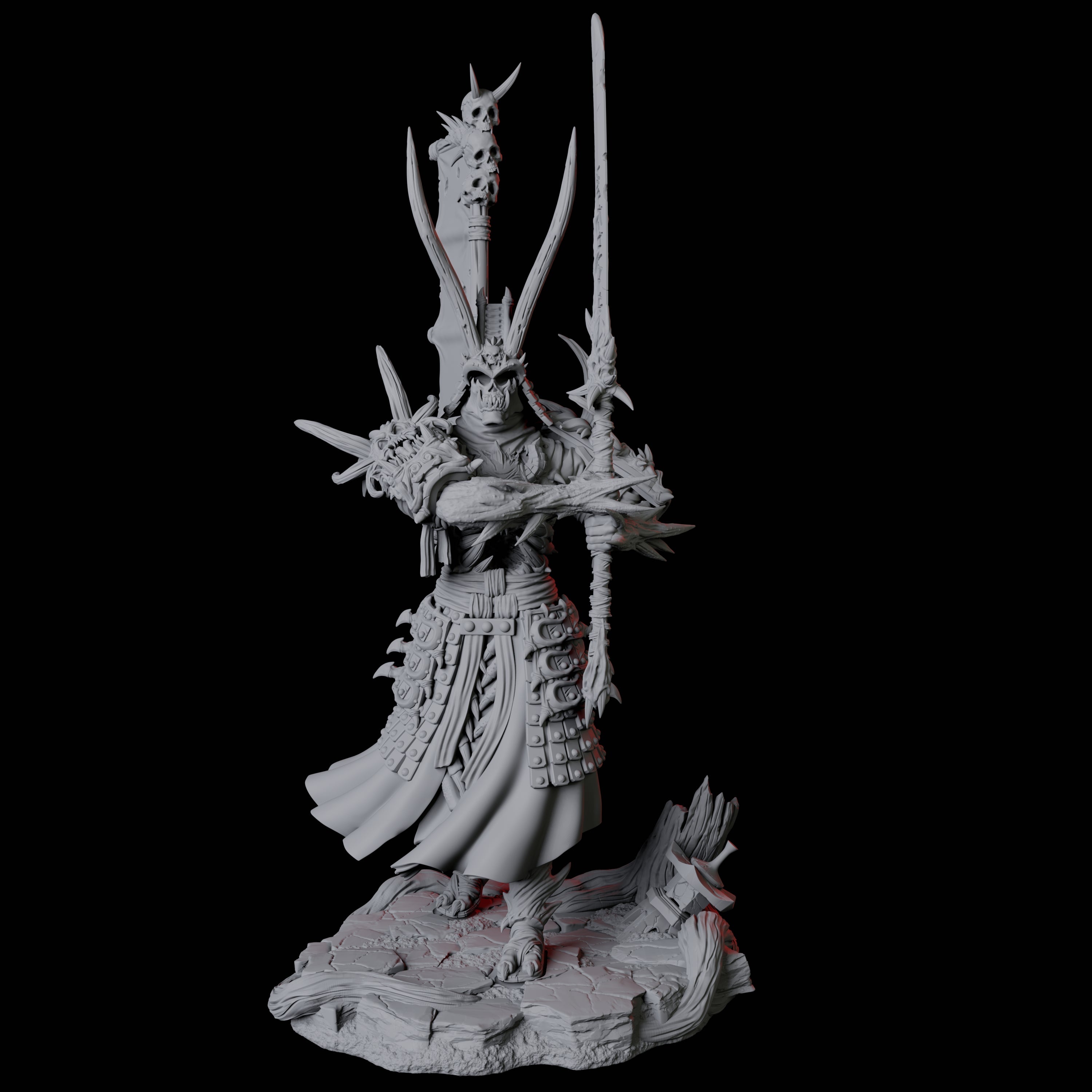 Four Skeletal Undead Samurai Miniature for Dungeons and Dragons, Pathfinder or other TTRPGs