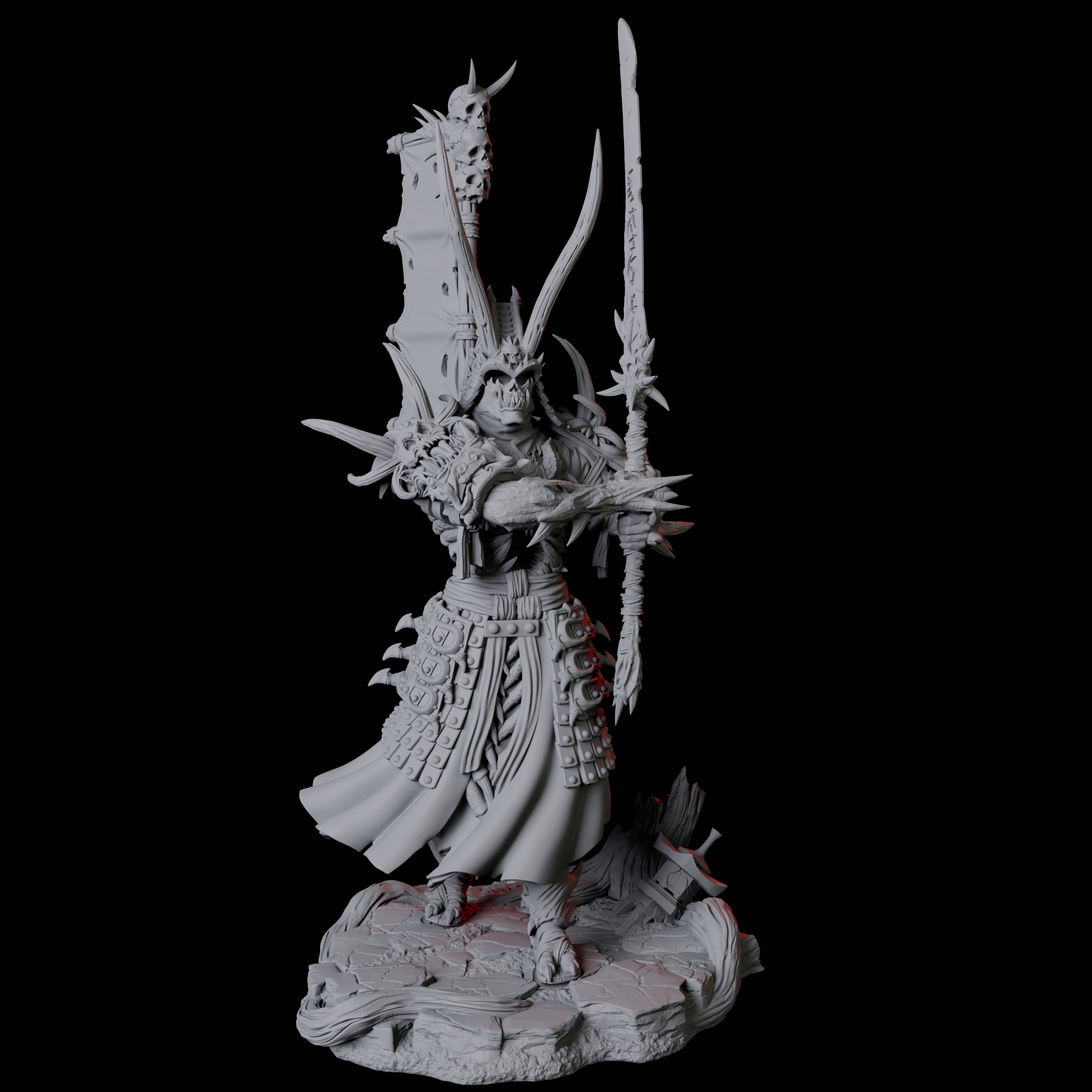 Four Skeletal Undead Samurai Miniature for Dungeons and Dragons, Pathfinder or other TTRPGs