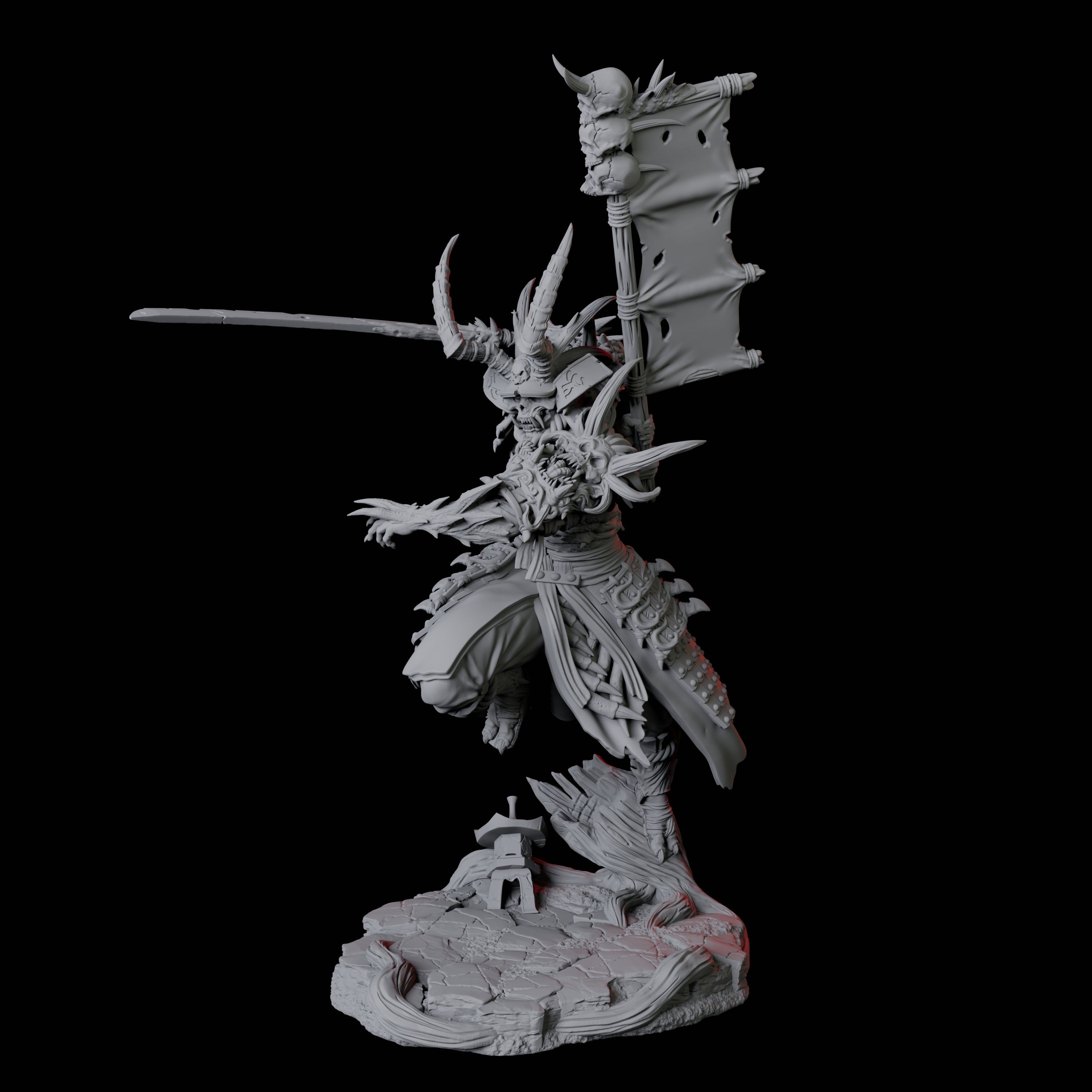 Four Skeletal Undead Samurai Miniature for Dungeons and Dragons, Pathfinder or other TTRPGs