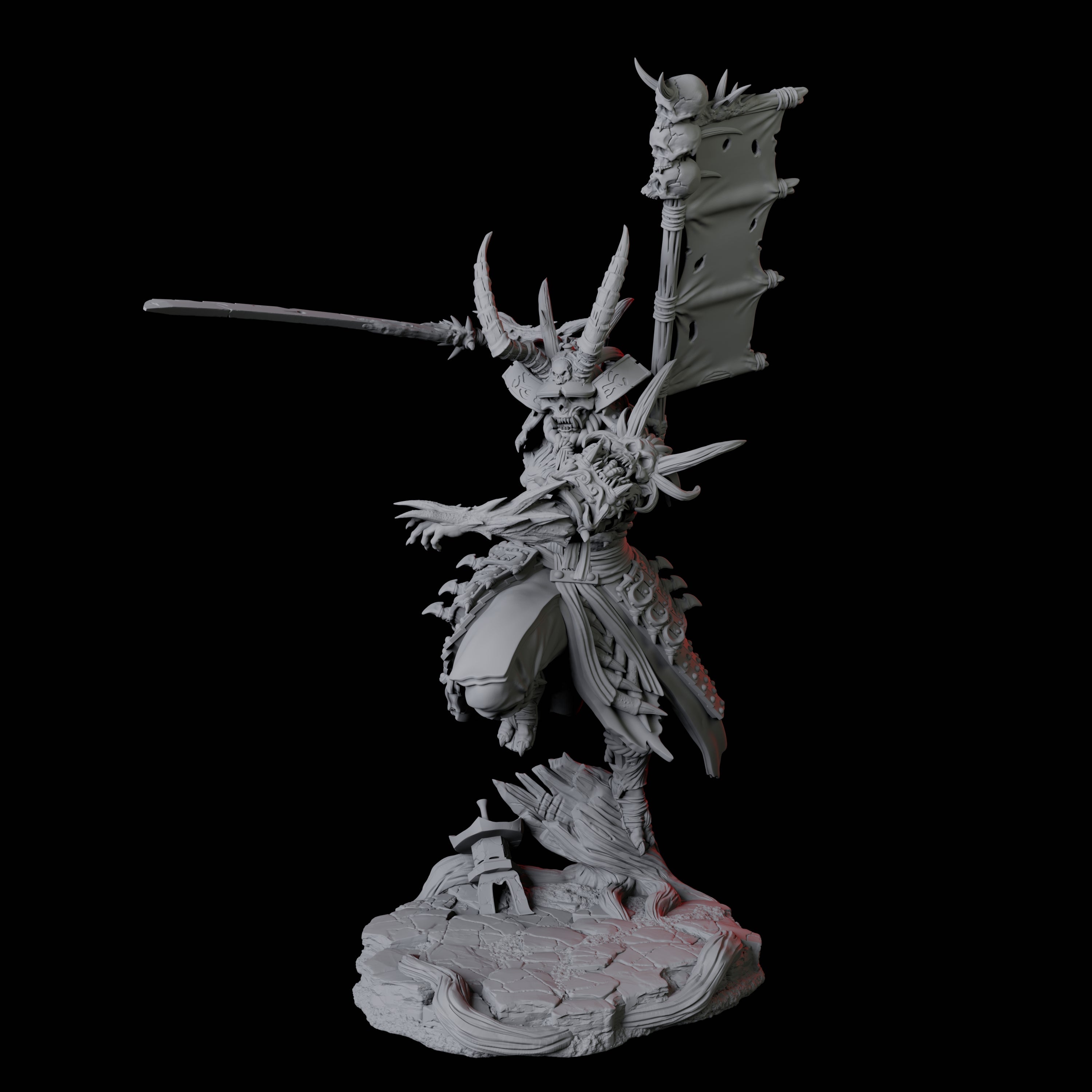 Four Skeletal Undead Samurai Miniature for Dungeons and Dragons, Pathfinder or other TTRPGs