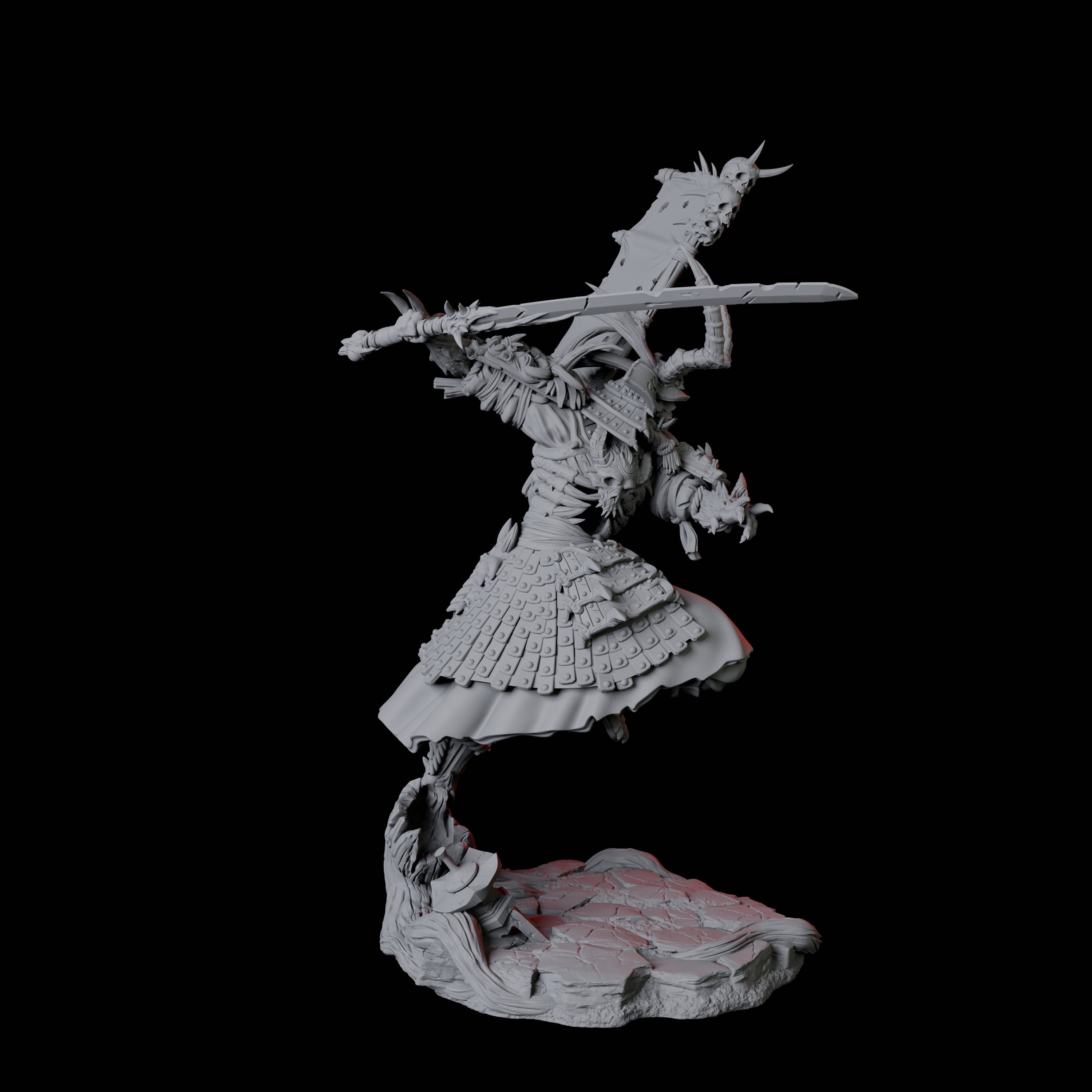 Four Skeletal Undead Samurai Miniature for Dungeons and Dragons, Pathfinder or other TTRPGs