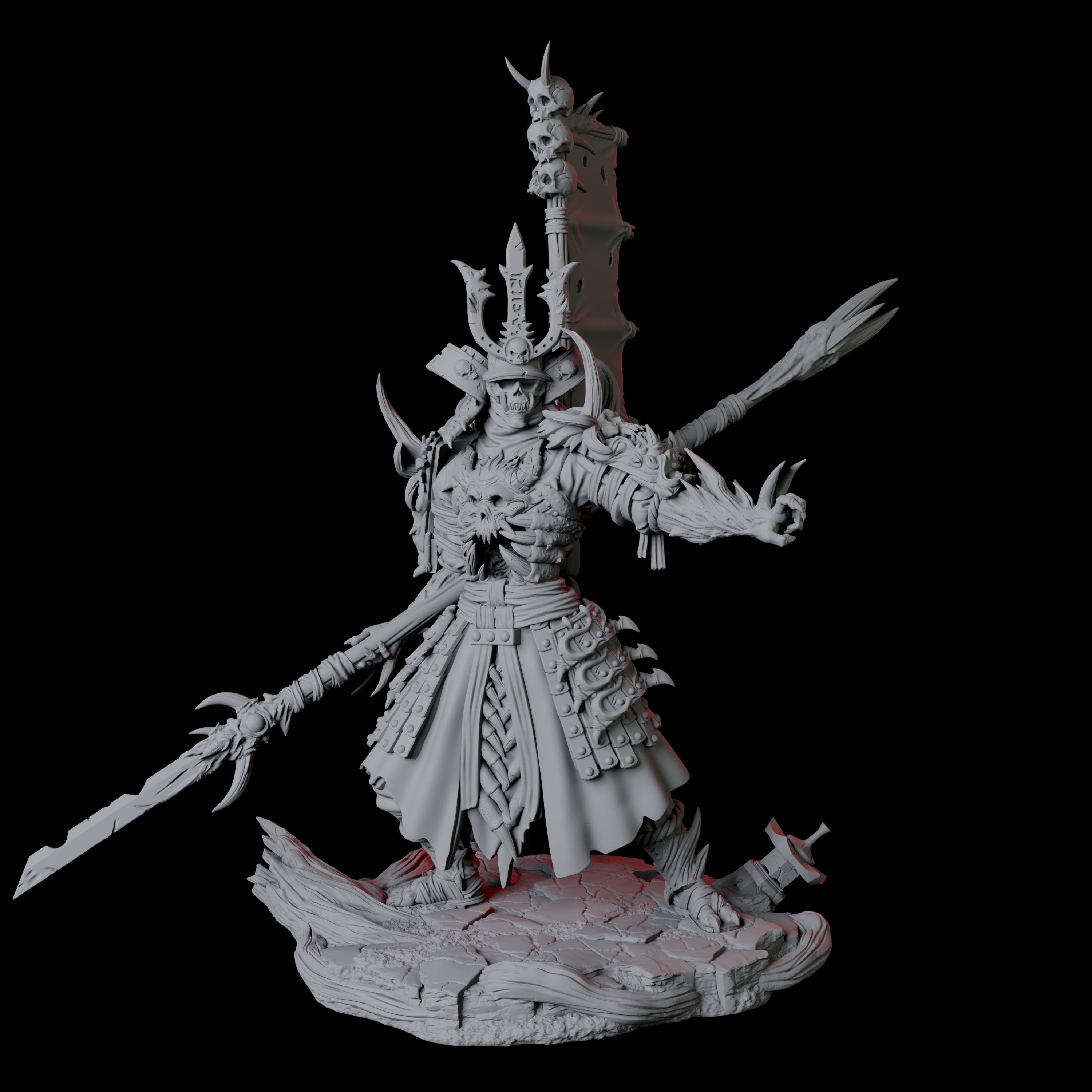 Four Skeletal Undead Samurai Miniature for Dungeons and Dragons, Pathfinder or other TTRPGs