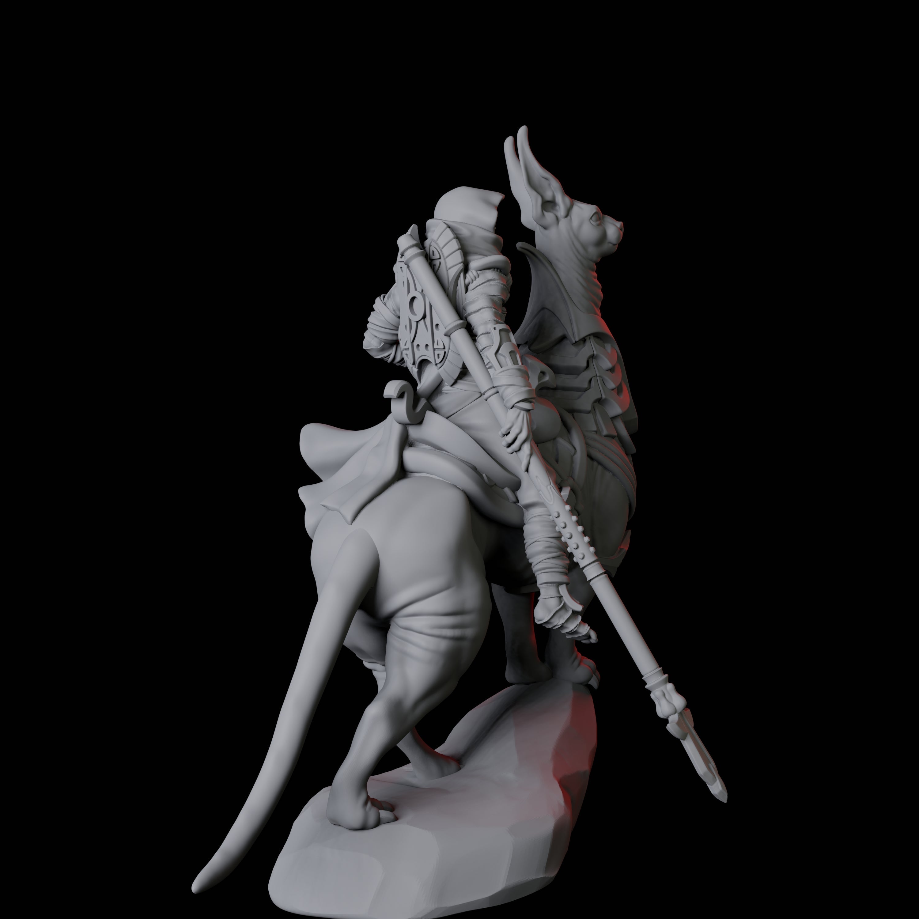 Four Skeletons riding large sphinx cats Miniature for Dungeons and Dragons, Pathfinder or other TTRPGs