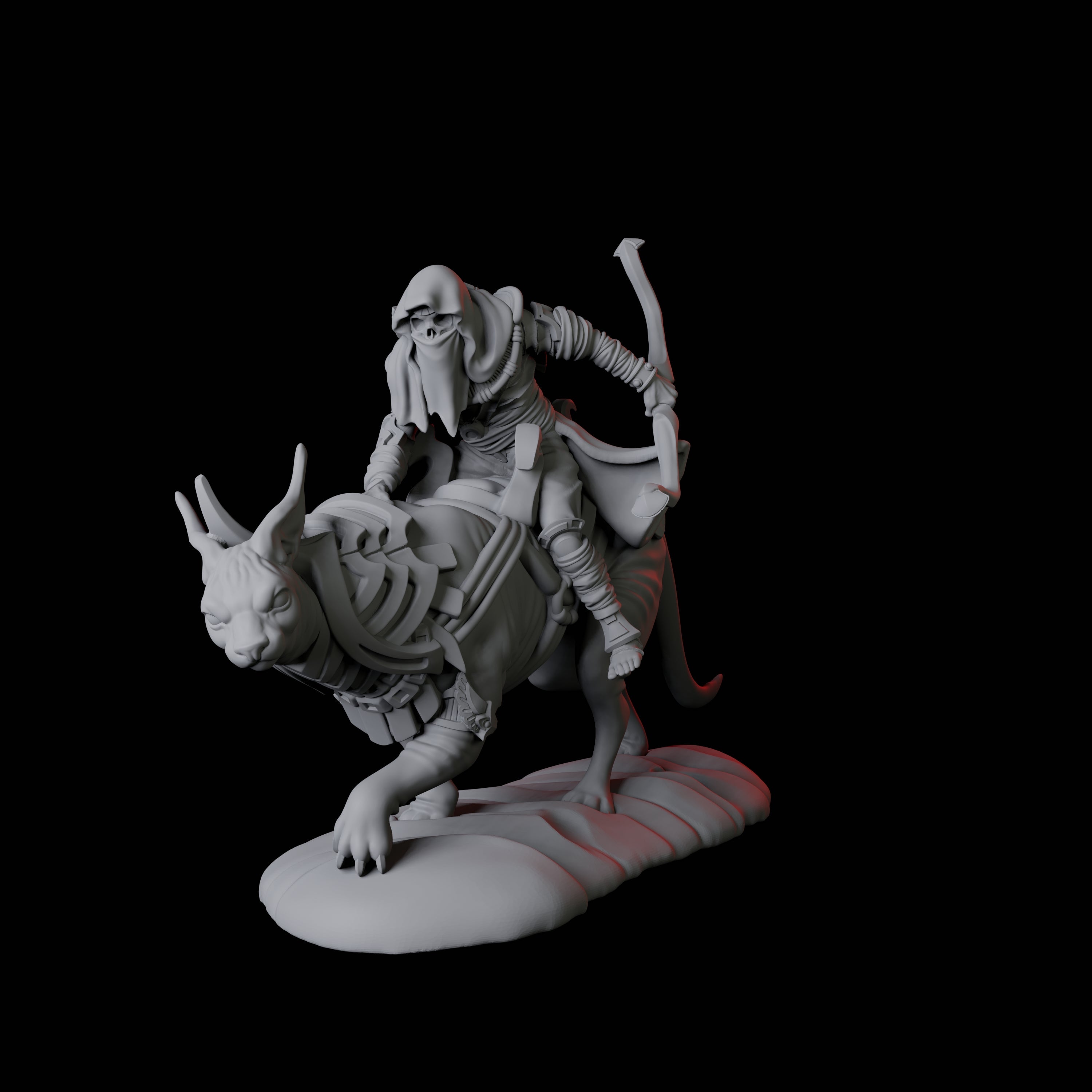 Four Skeletons riding large sphinx cats Miniature for Dungeons and Dragons, Pathfinder or other TTRPGs