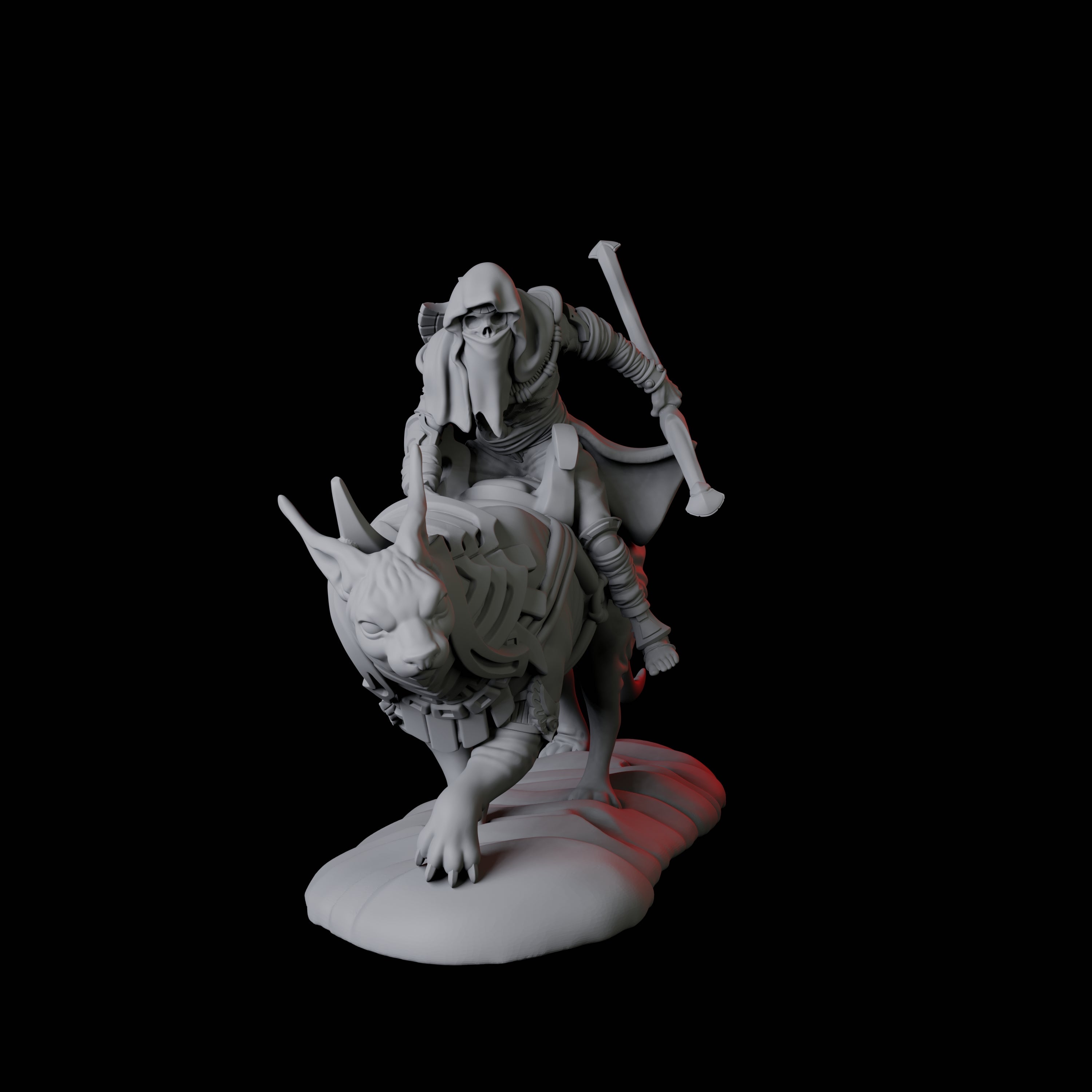 Four Skeletons riding large sphinx cats Miniature for Dungeons and Dragons, Pathfinder or other TTRPGs