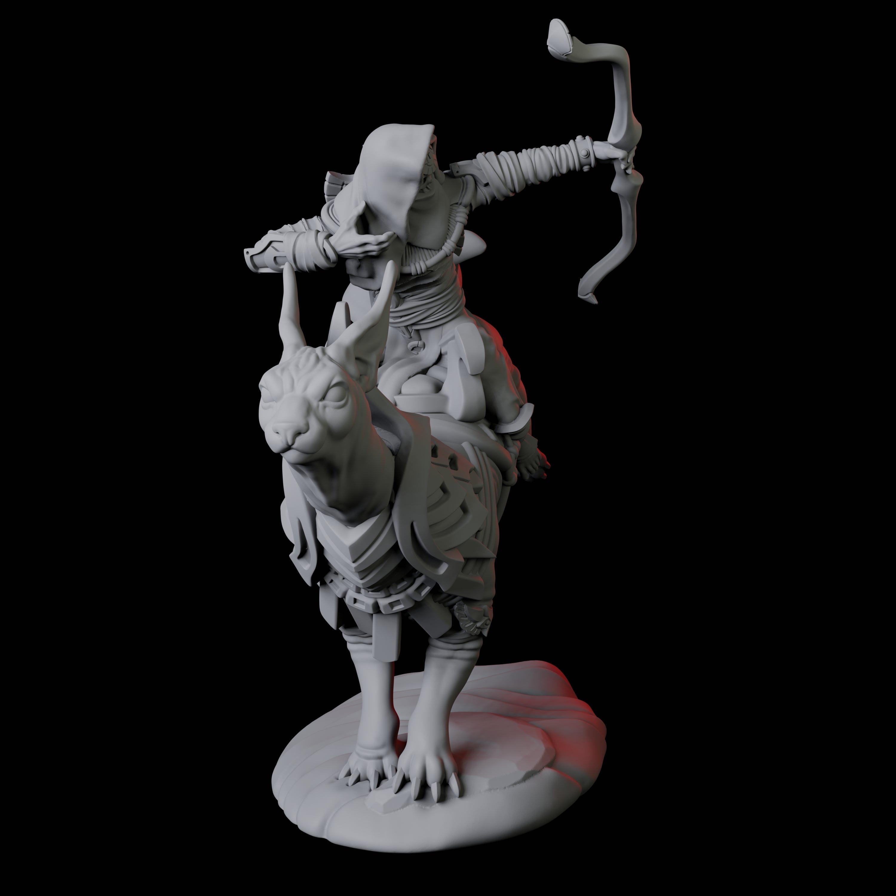 Four Skeletons riding large sphinx cats Miniature for Dungeons and Dragons, Pathfinder or other TTRPGs