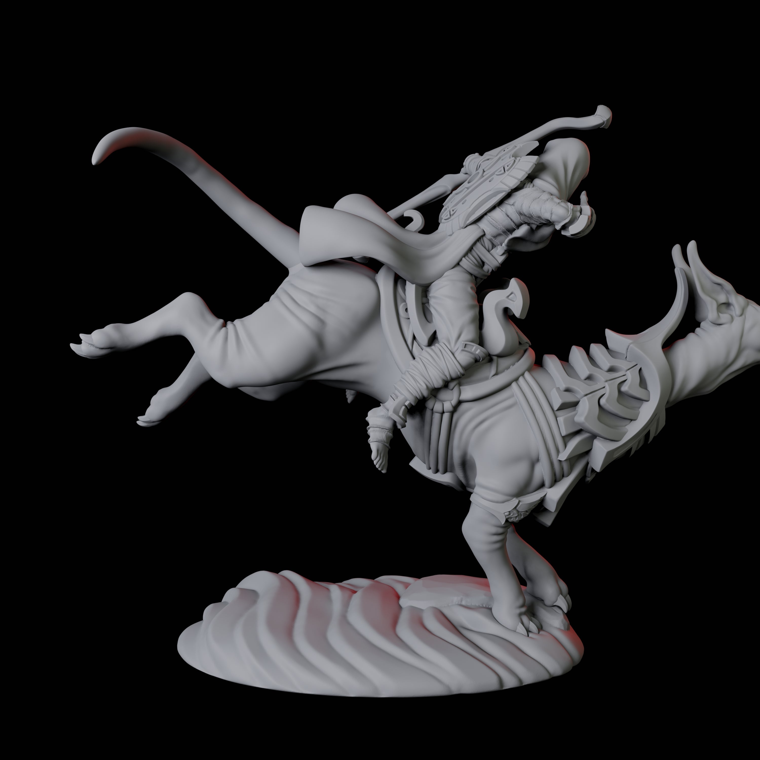 Four Skeletons riding large sphinx cats Miniature for Dungeons and Dragons, Pathfinder or other TTRPGs