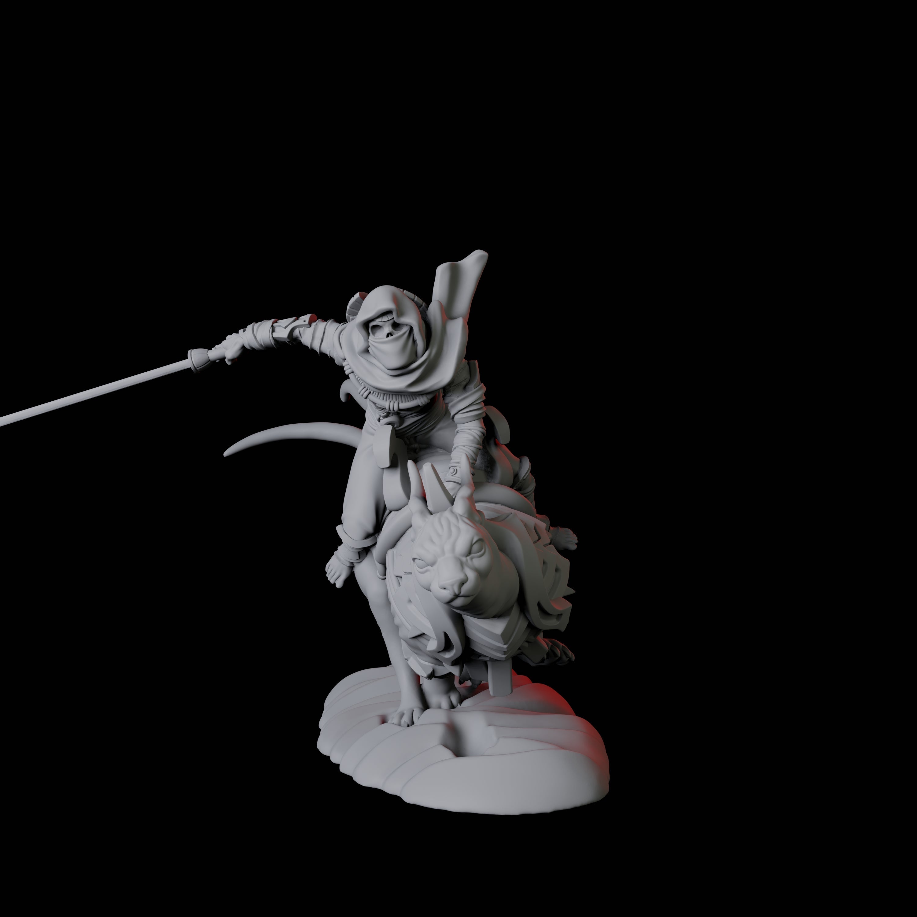 Four Skeletons riding large sphinx cats Miniature for Dungeons and Dragons, Pathfinder or other TTRPGs