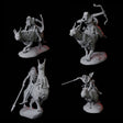 Four Skeletons riding large sphinx cats Miniature for Dungeons and Dragons, Pathfinder or other TTRPGs