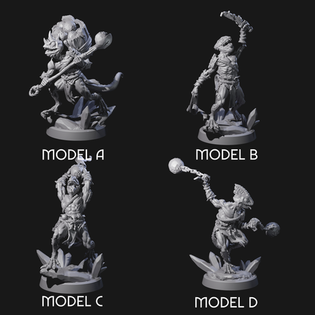 Four Slimy Troglodyte Cultists Miniature for Dungeons and Dragons, Pathfinder or other TTRPGs