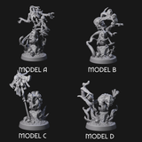 Four Small Owl-like Kenku Shamans Miniature for Dungeons and Dragons, Pathfinder or other TTRPGs