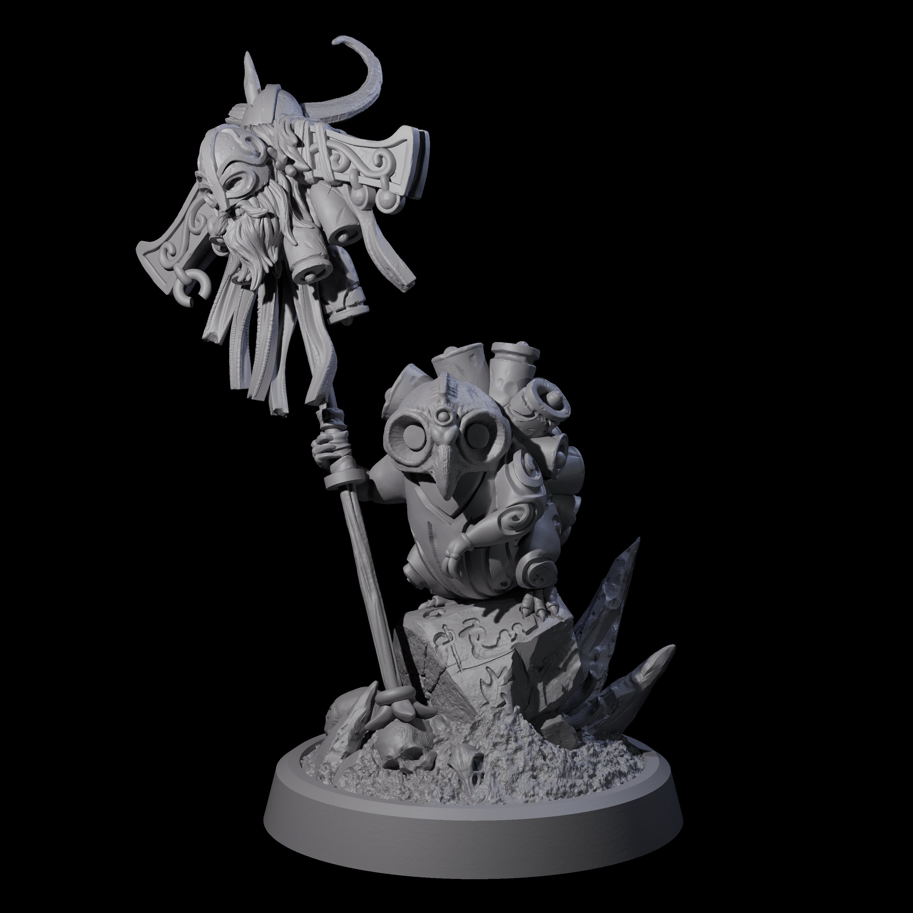 Four Small Owl-like Kenku Shamans Miniature for Dungeons and Dragons, Pathfinder or other TTRPGs