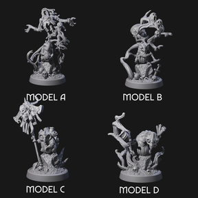 Four Small Owl-like Kenku Shamans Miniature for Dungeons and Dragons, Pathfinder or other TTRPGs