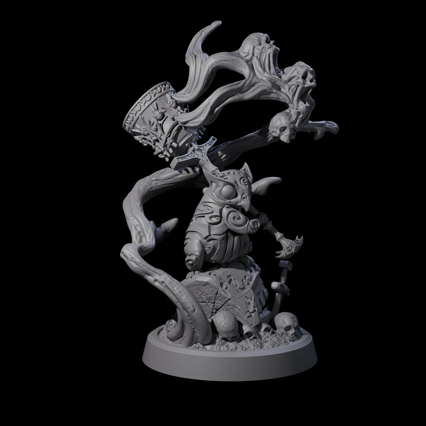 Four Small Owl-like Kenku Shamans Miniature for Dungeons and Dragons, Pathfinder or other TTRPGs