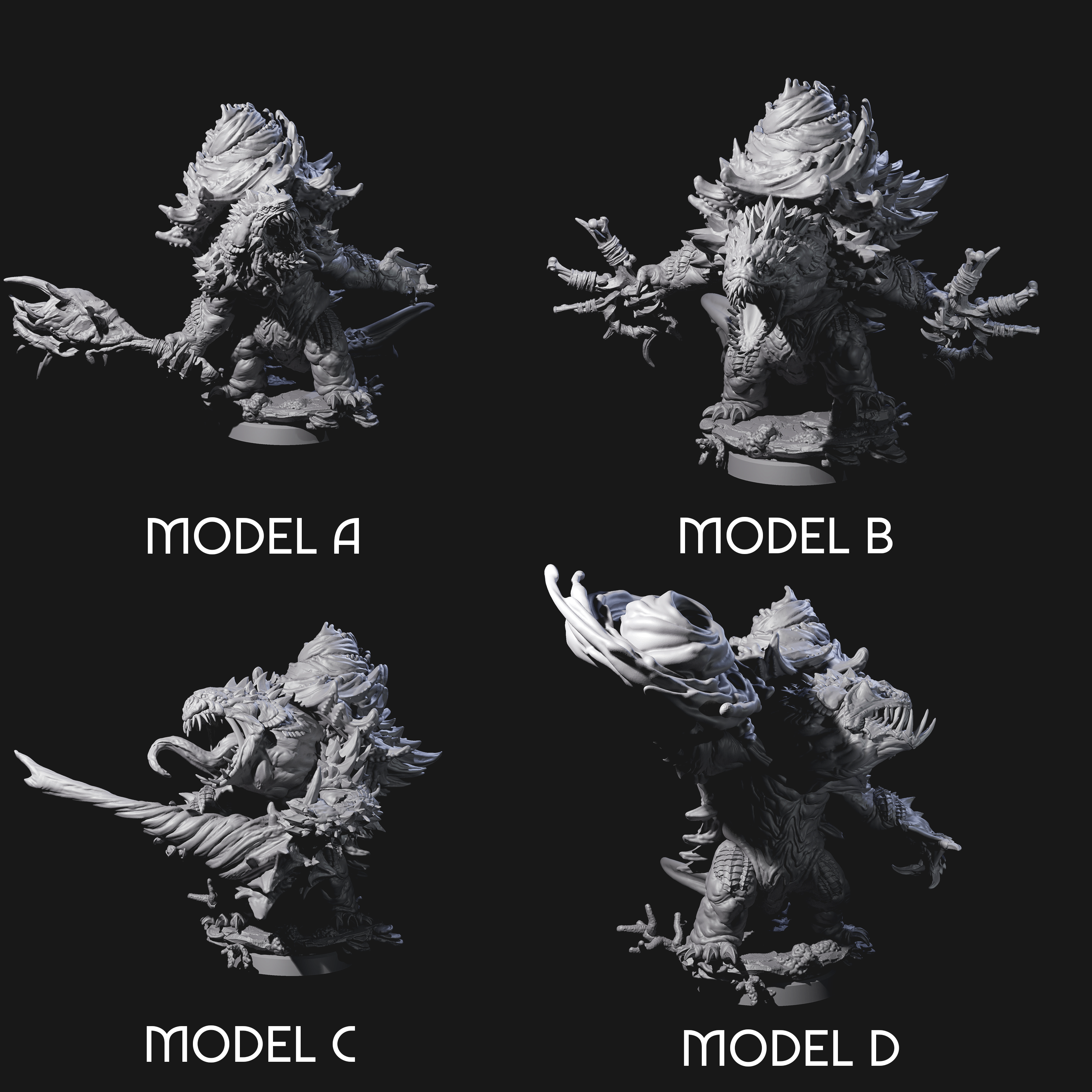 Four Smashing Zaratan Berserkers Miniature for Dungeons and Dragons, Pathfinder or other TTRPGs
