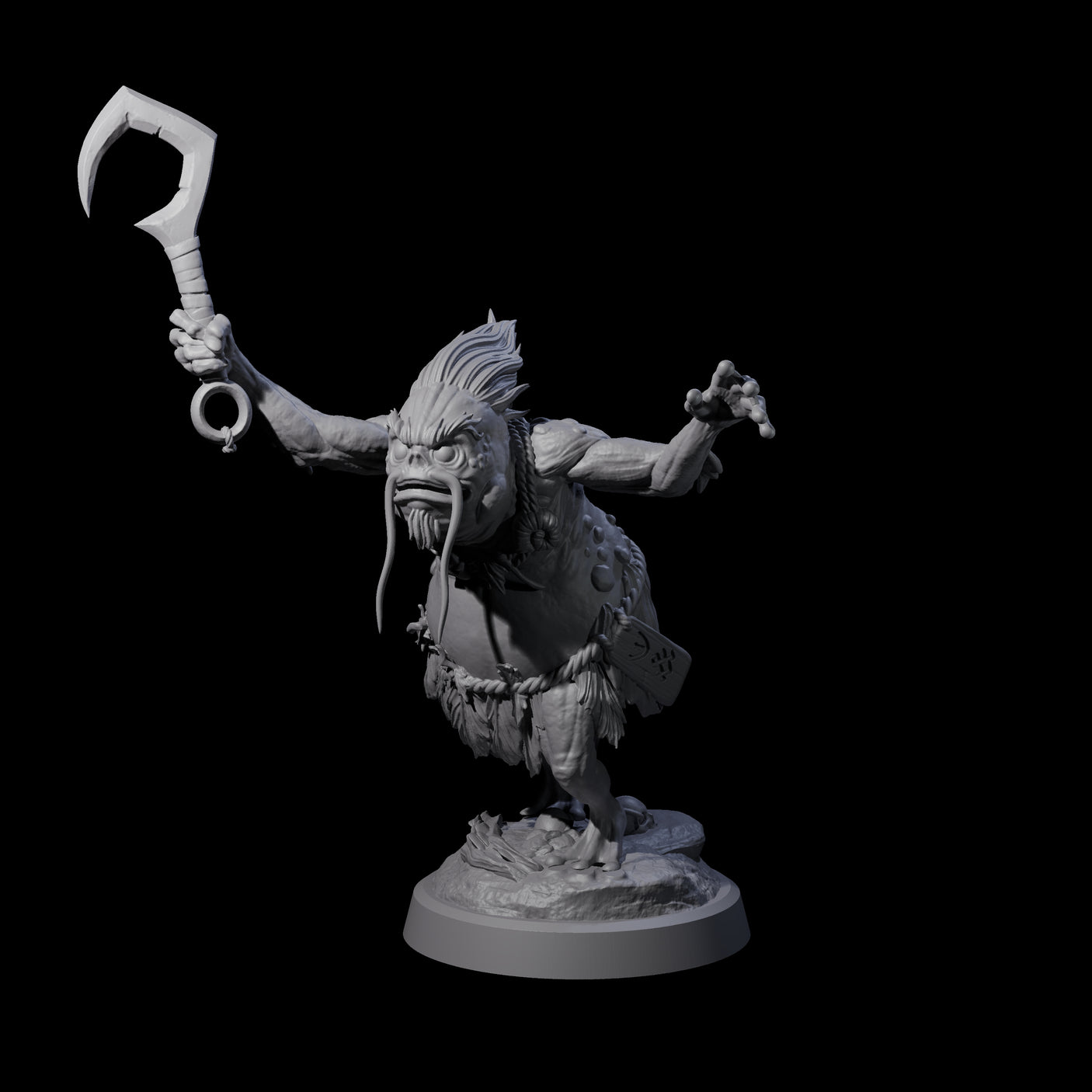 Four Smelly Kua-Toa Mystics Miniature for Dungeons and Dragons, Pathfinder or other TTRPGs