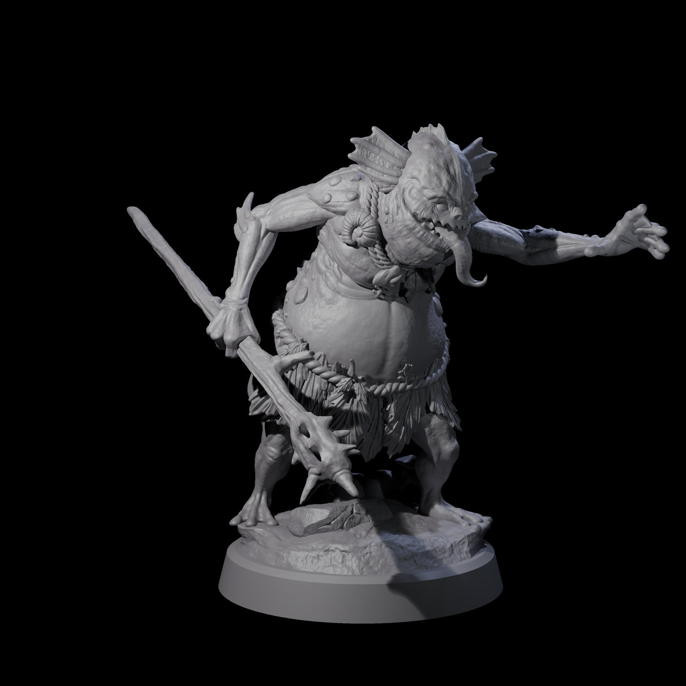 Four Smelly Kua-Toa Mystics Miniature for Dungeons and Dragons, Pathfinder or other TTRPGs