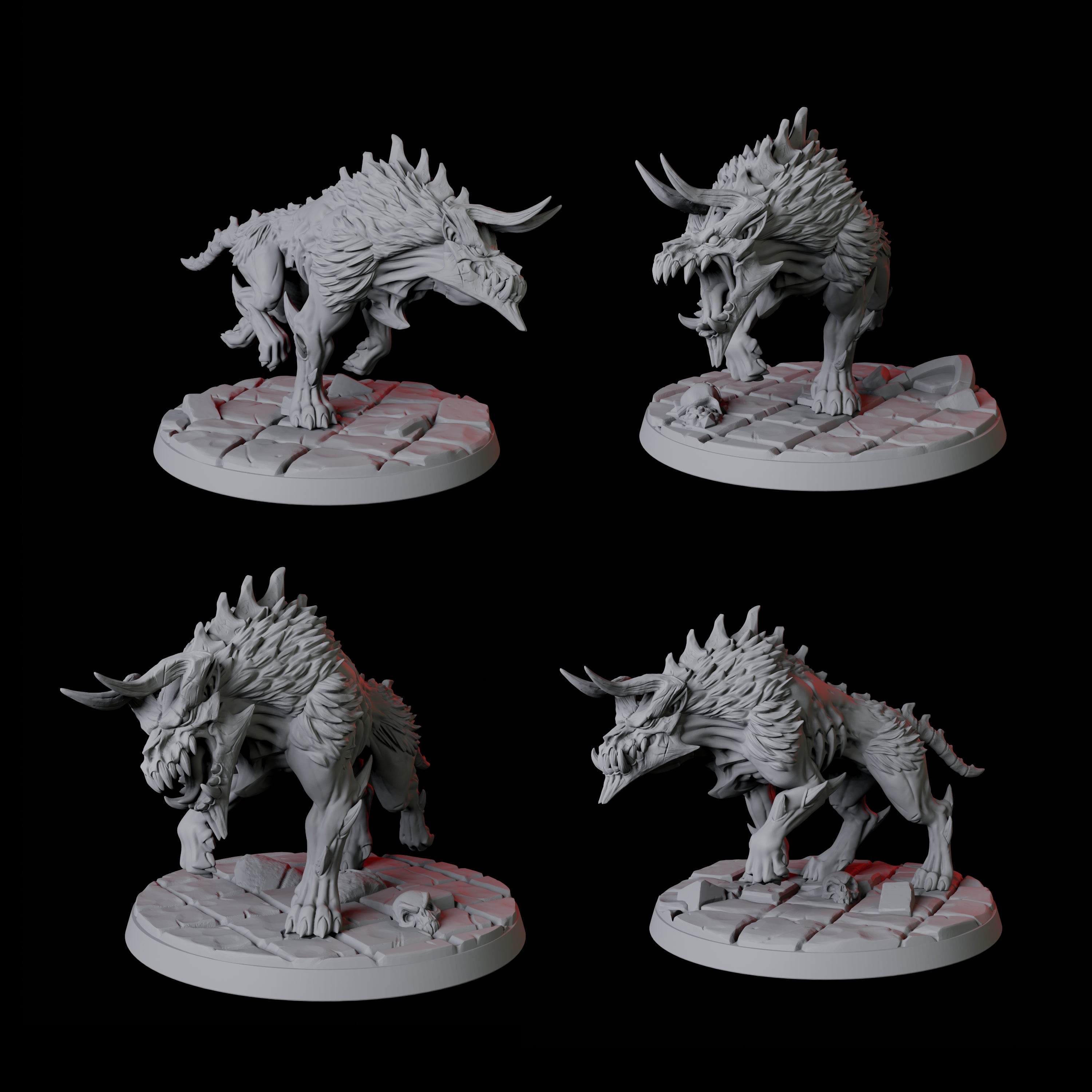 Four Smoking Hell Hounds Miniature for Dungeons and Dragons, Pathfinder or other TTRPGs