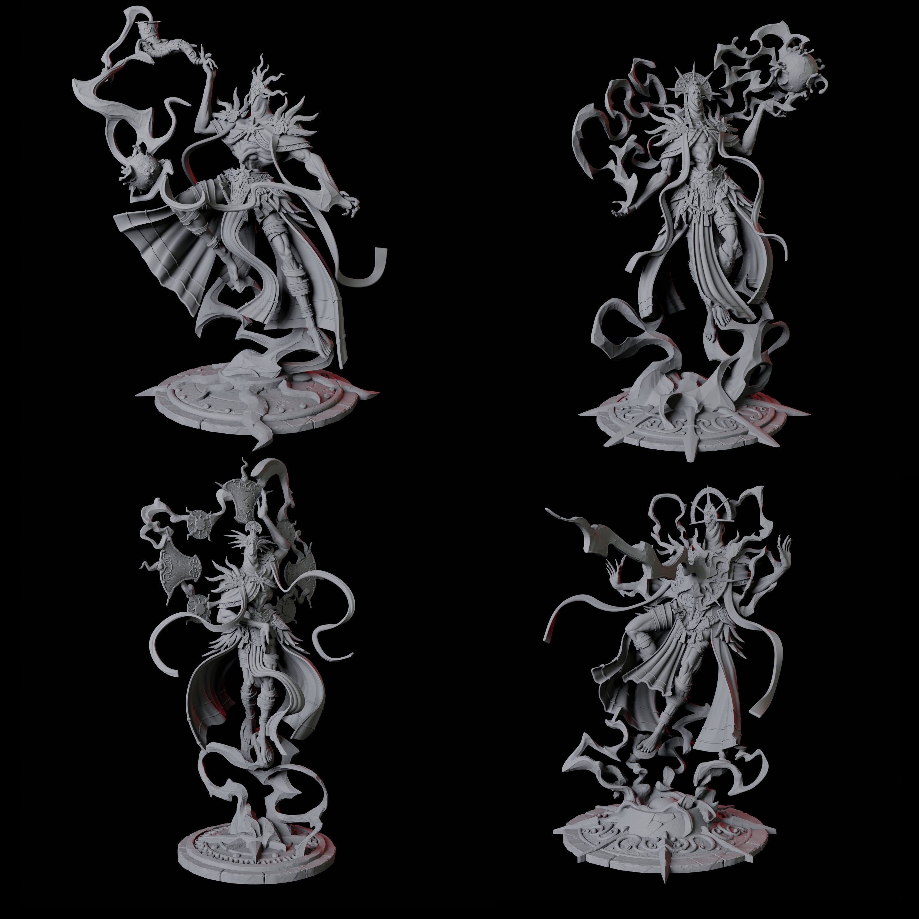 Four Sparking Celestial Mages Miniature for Dungeons and Dragons, Pathfinder or other TTRPGs