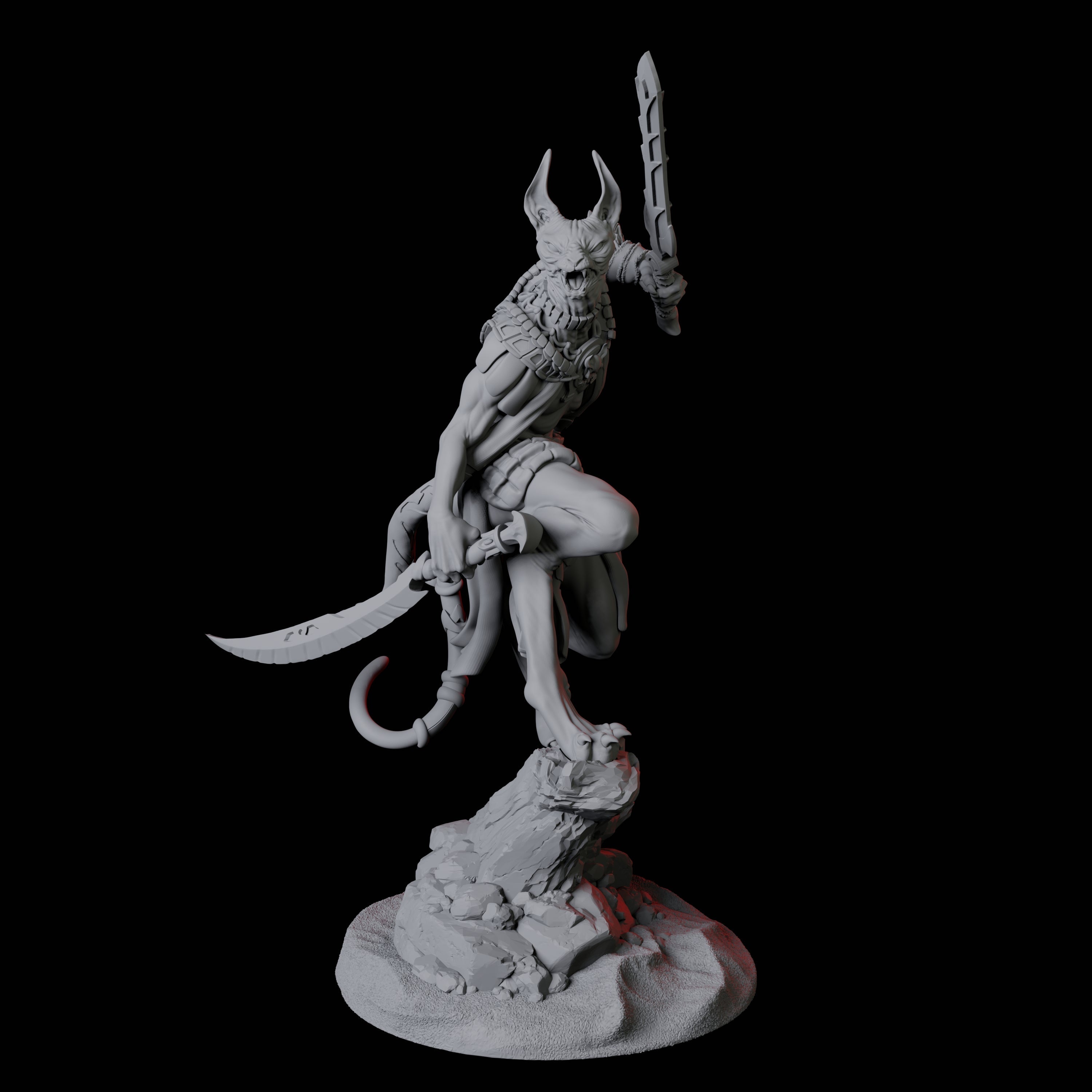 Four Sphinx Tabaxi Warriors Miniature for Dungeons and Dragons, Pathfinder or other TTRPGs